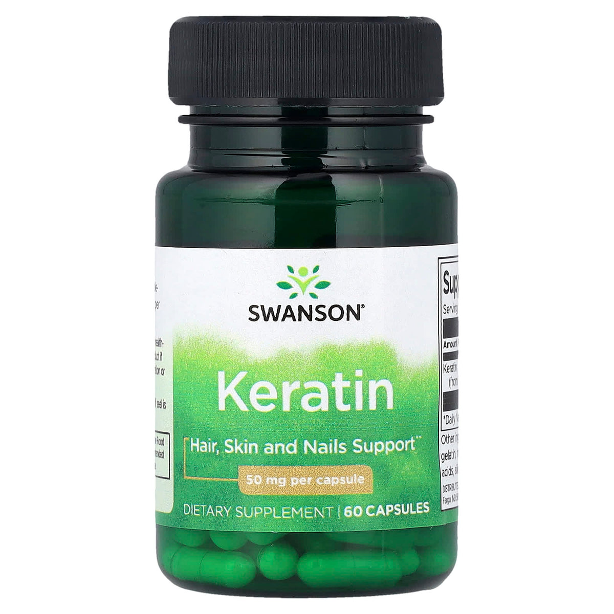 Swanson Keratin baksida med näringsfakta