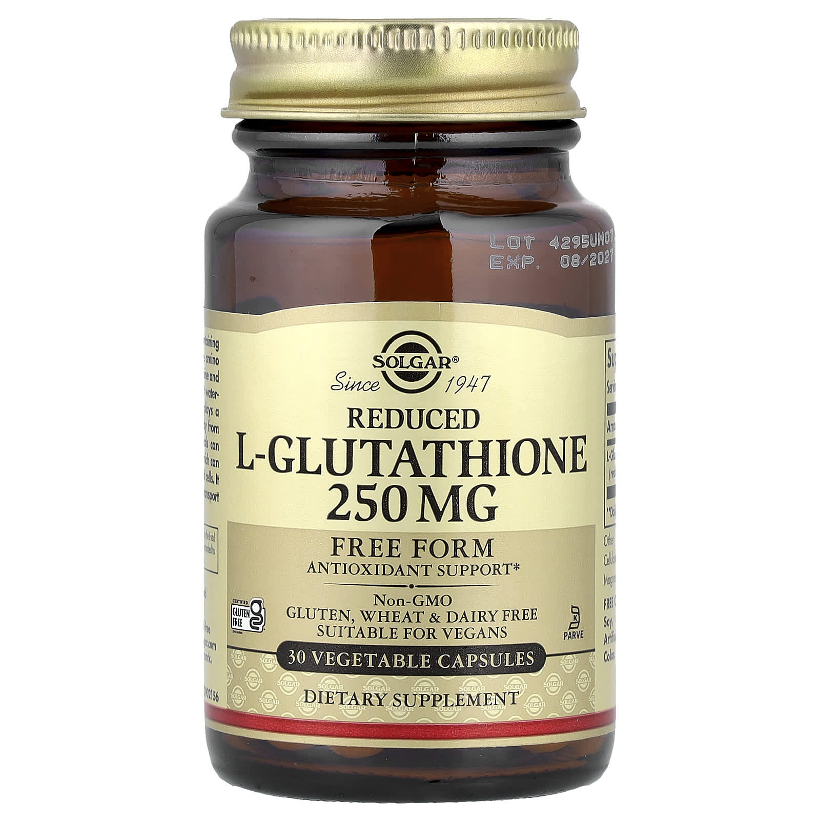 Solgar Reduced L-Glutathione näringsfakta