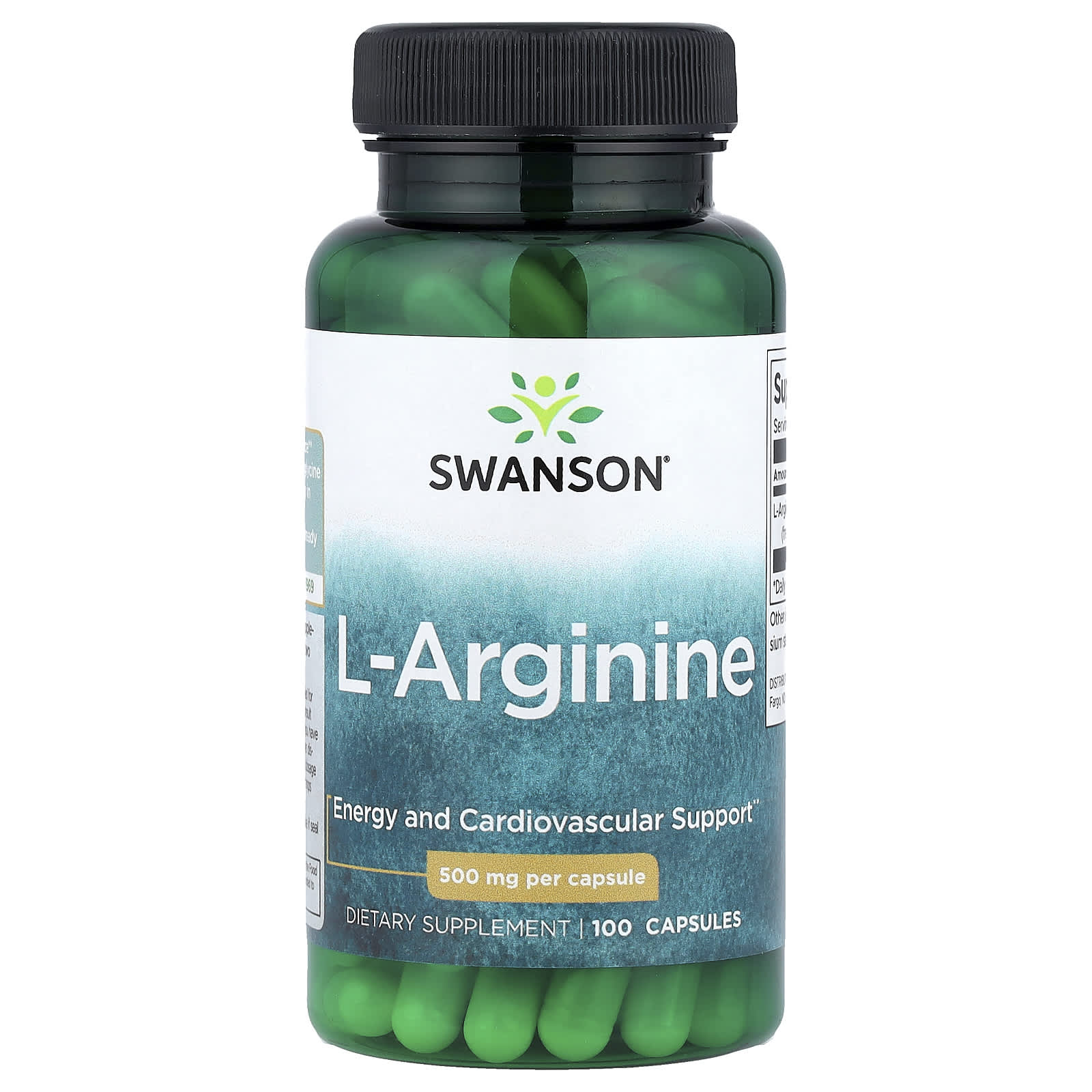 L-Arginin 500mg näringsfakta och ingredienser