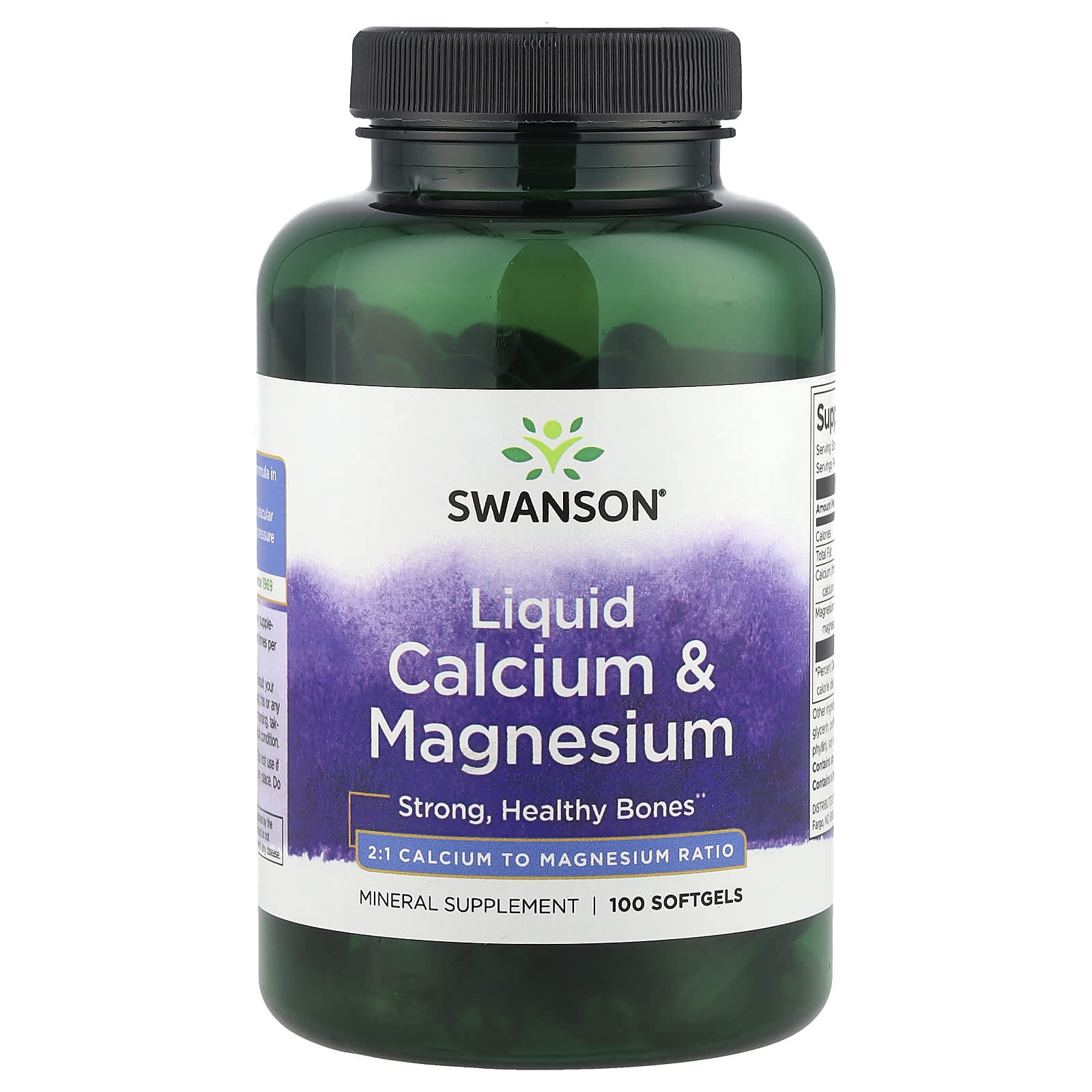 Swanson Liquid Calcium & Magnesium baksida