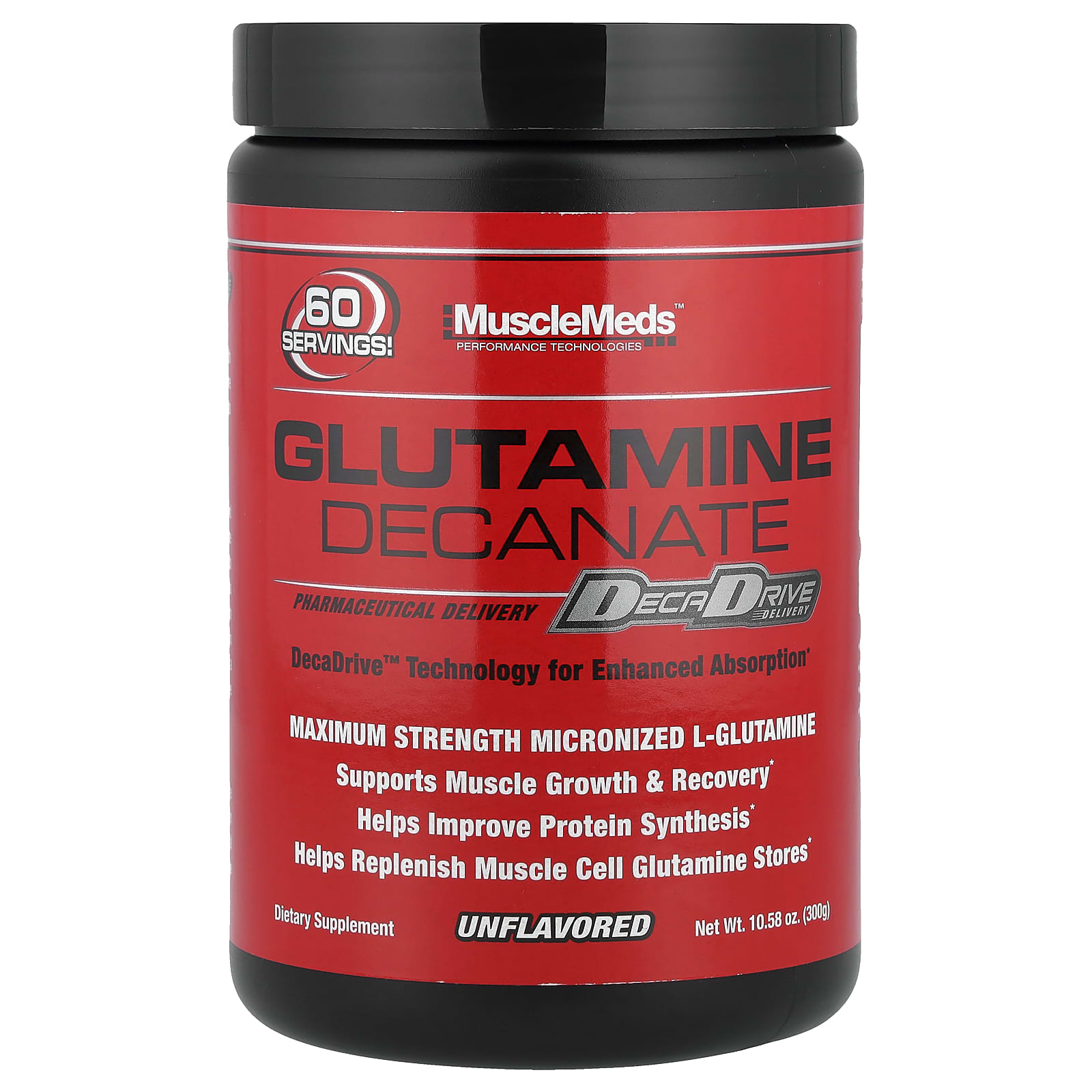 Musclemeds Glutamine Decanate baksida näringsfakta