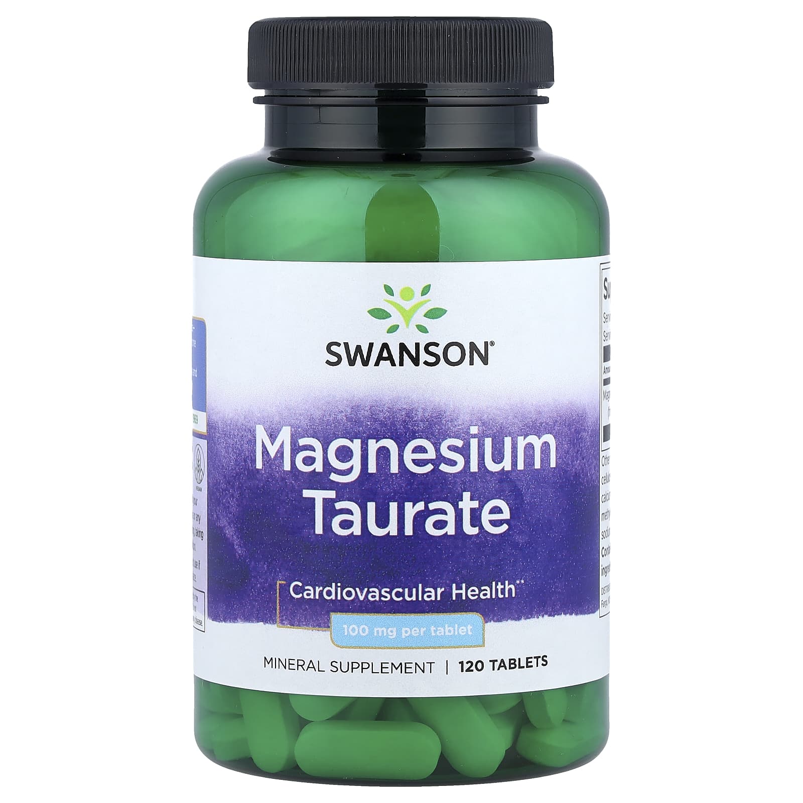 Swanson Magnesium Taurate baksida näringsfakta