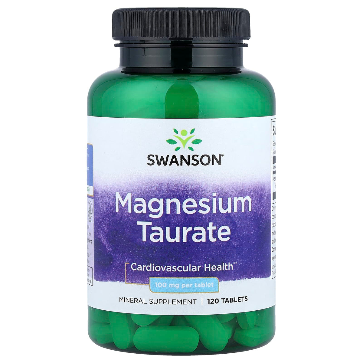 Swanson Magnesium Taurate baksida näringsfakta