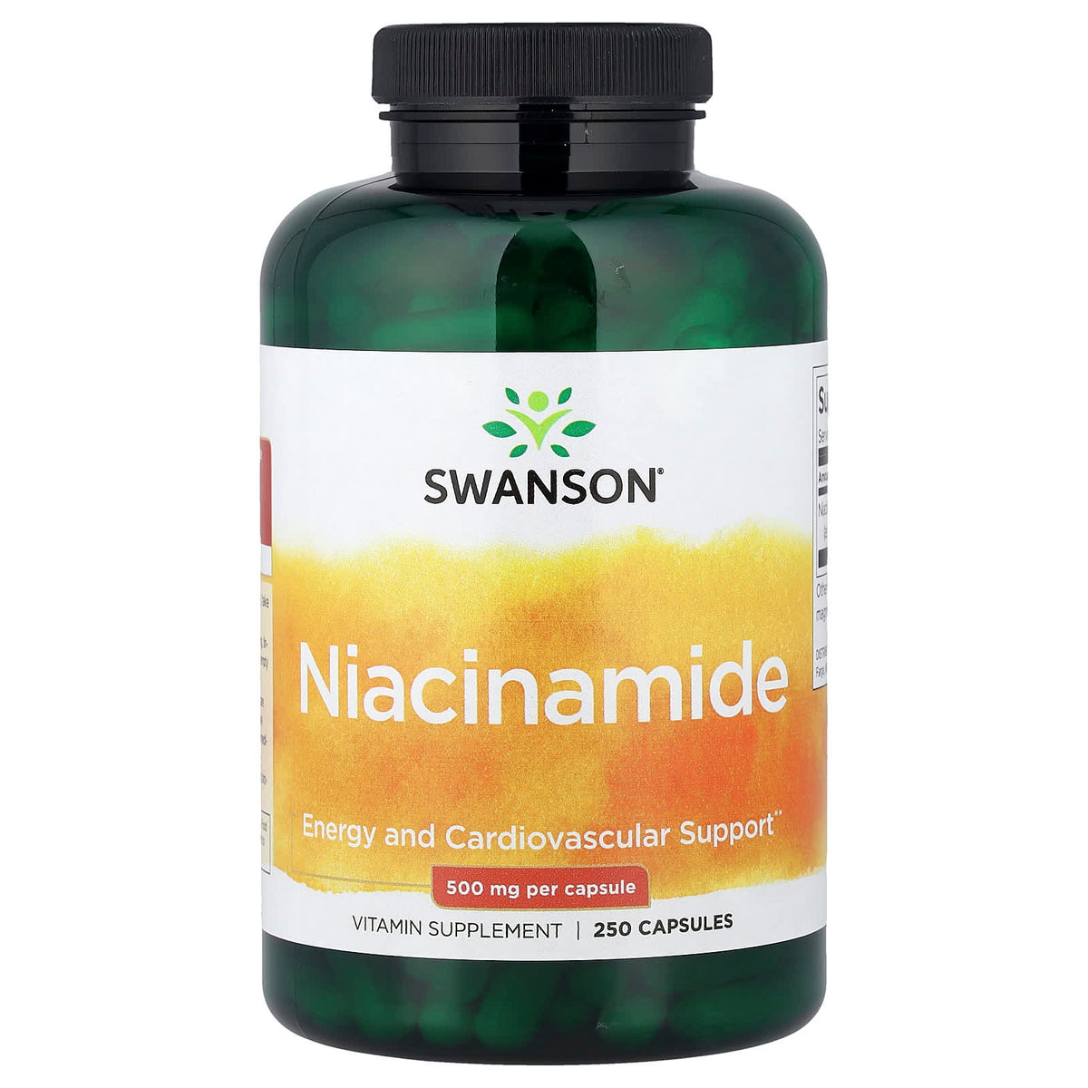 Niacinamide 500 mg baksida med näringsfakta