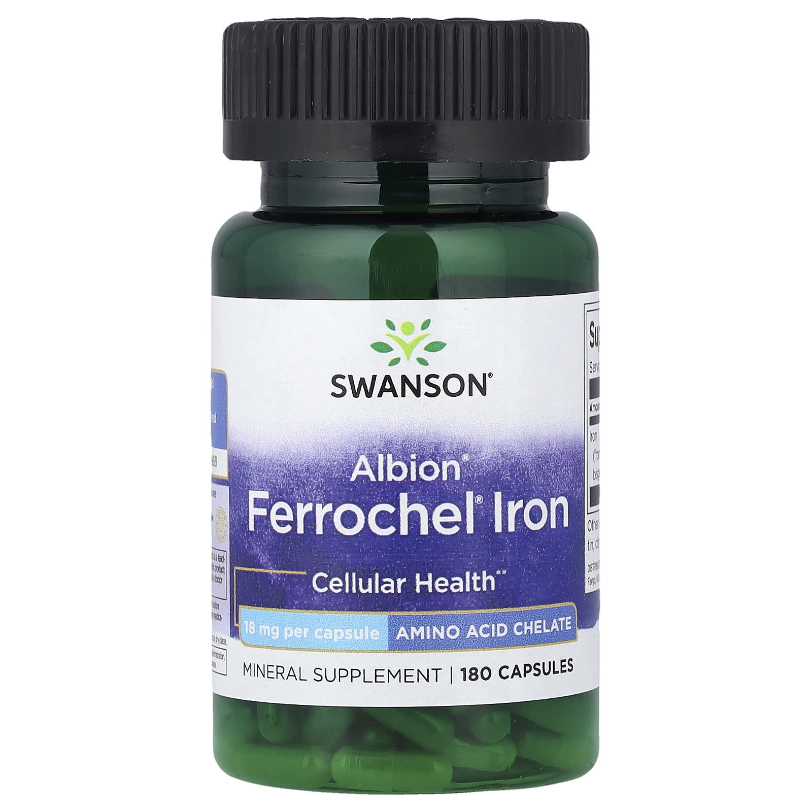 Swanson - Albion Ferrochel Jern - 18mg - 180 Kapsler