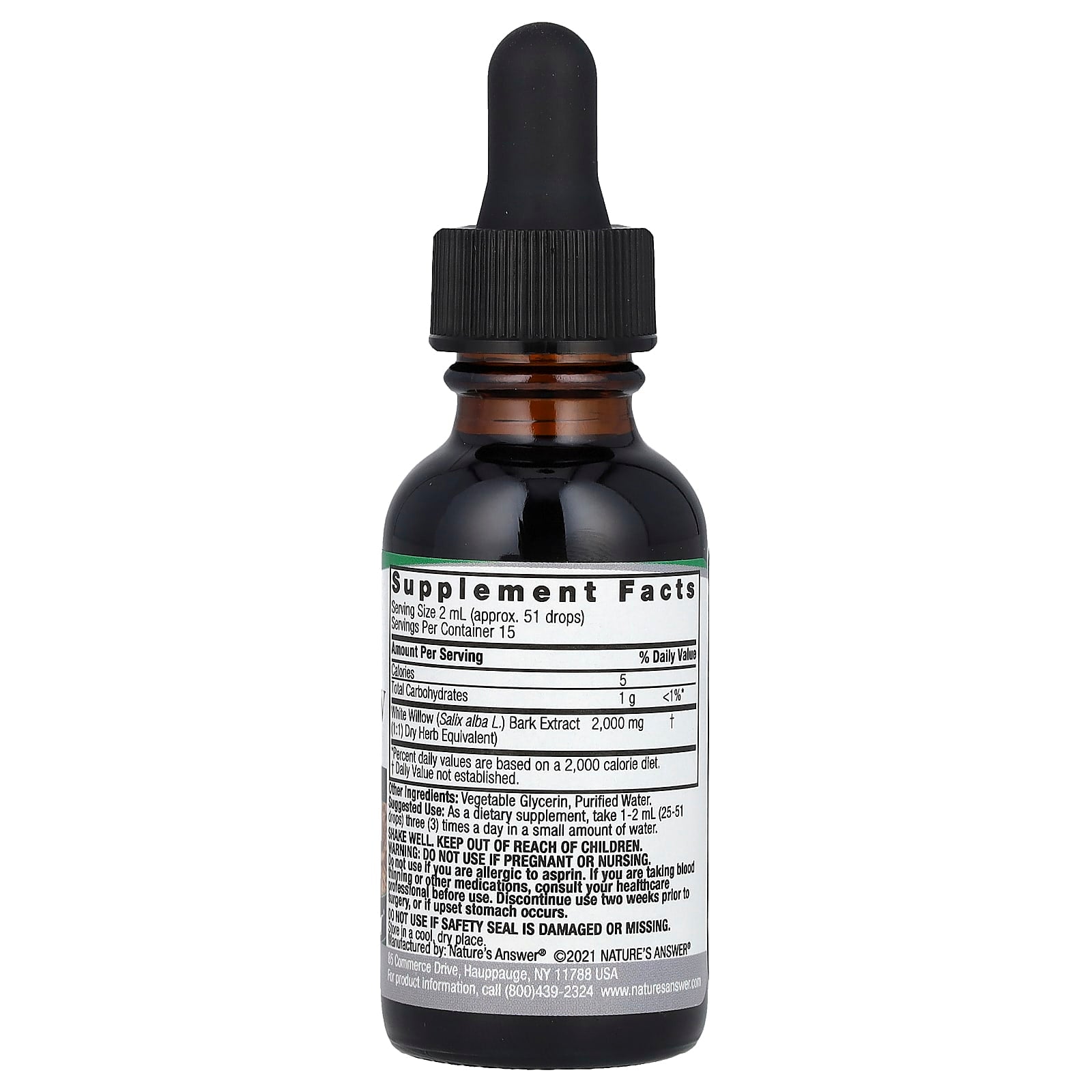 Nature's Answer White Willow Extract näringsfakta