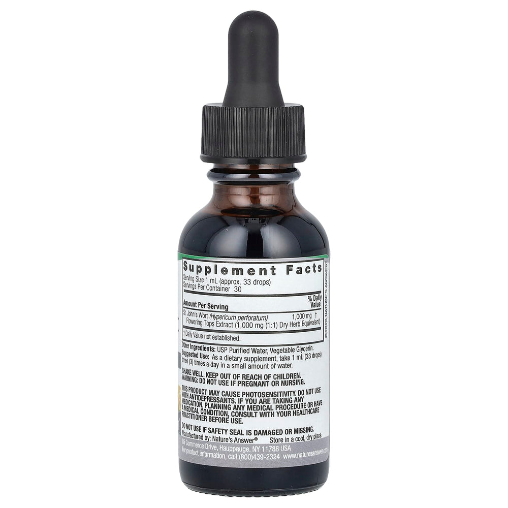 Nature's Answer St. John's Wort Extract baksida etikett