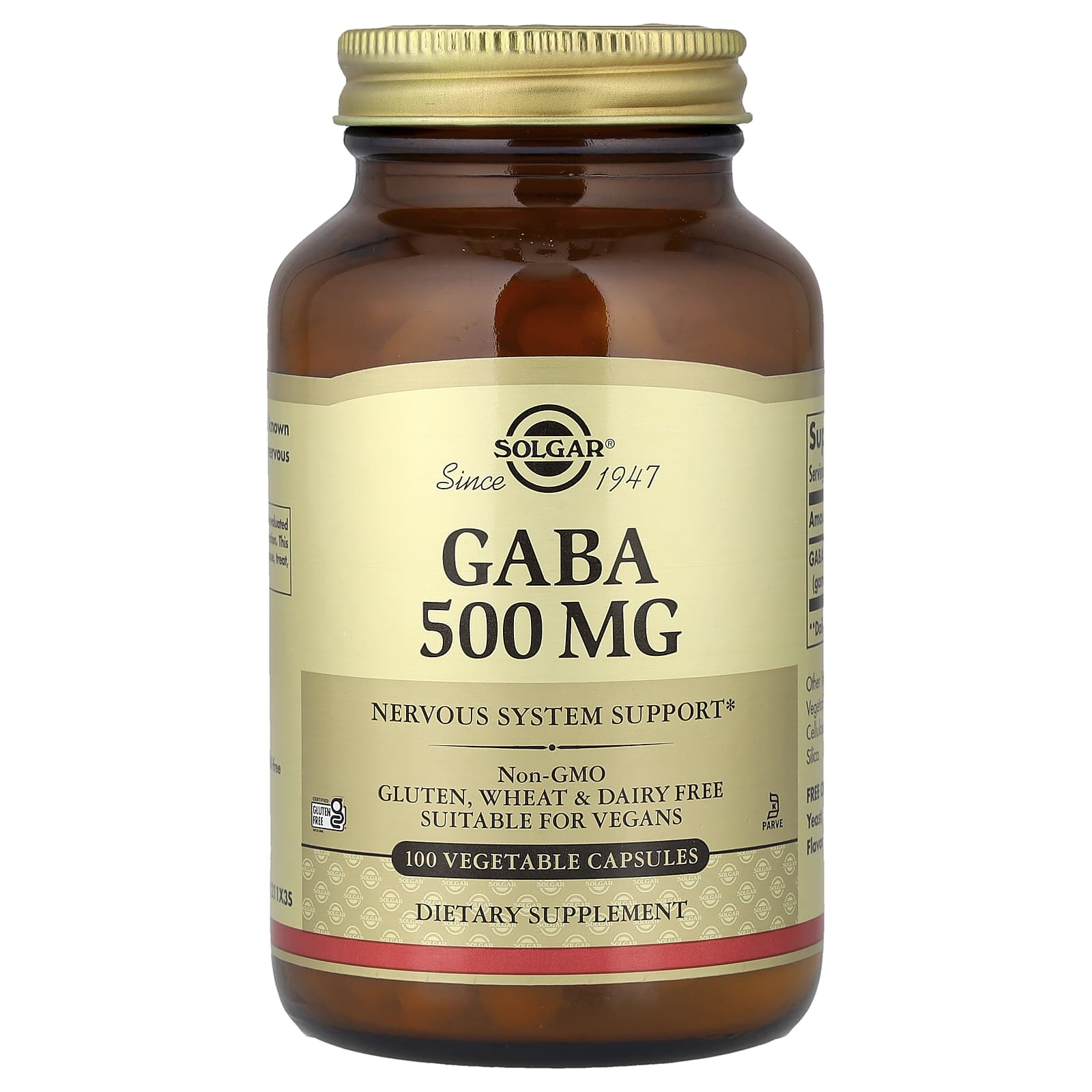GABA 500mg baksida med näringsfakta
