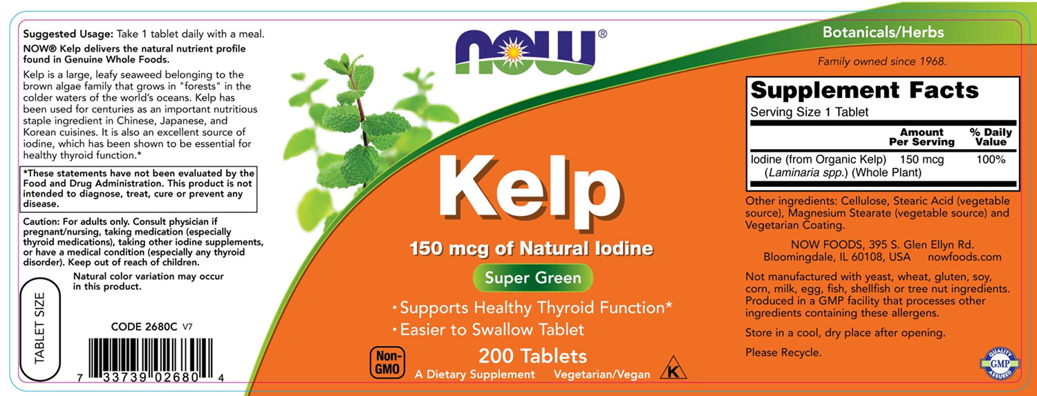 Now Foods - Kelp - Iodine & Mineral Support - 200 Tabs