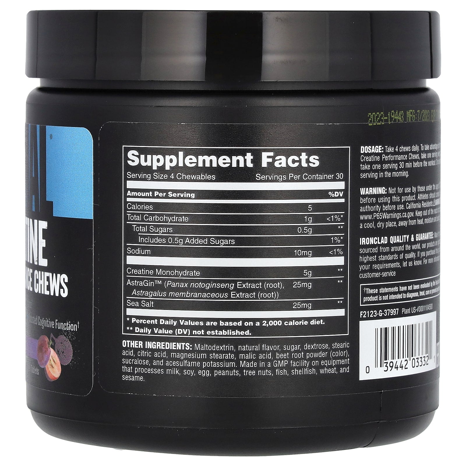 Universal Nutrition Creatine Gummies innehål & sammansättning