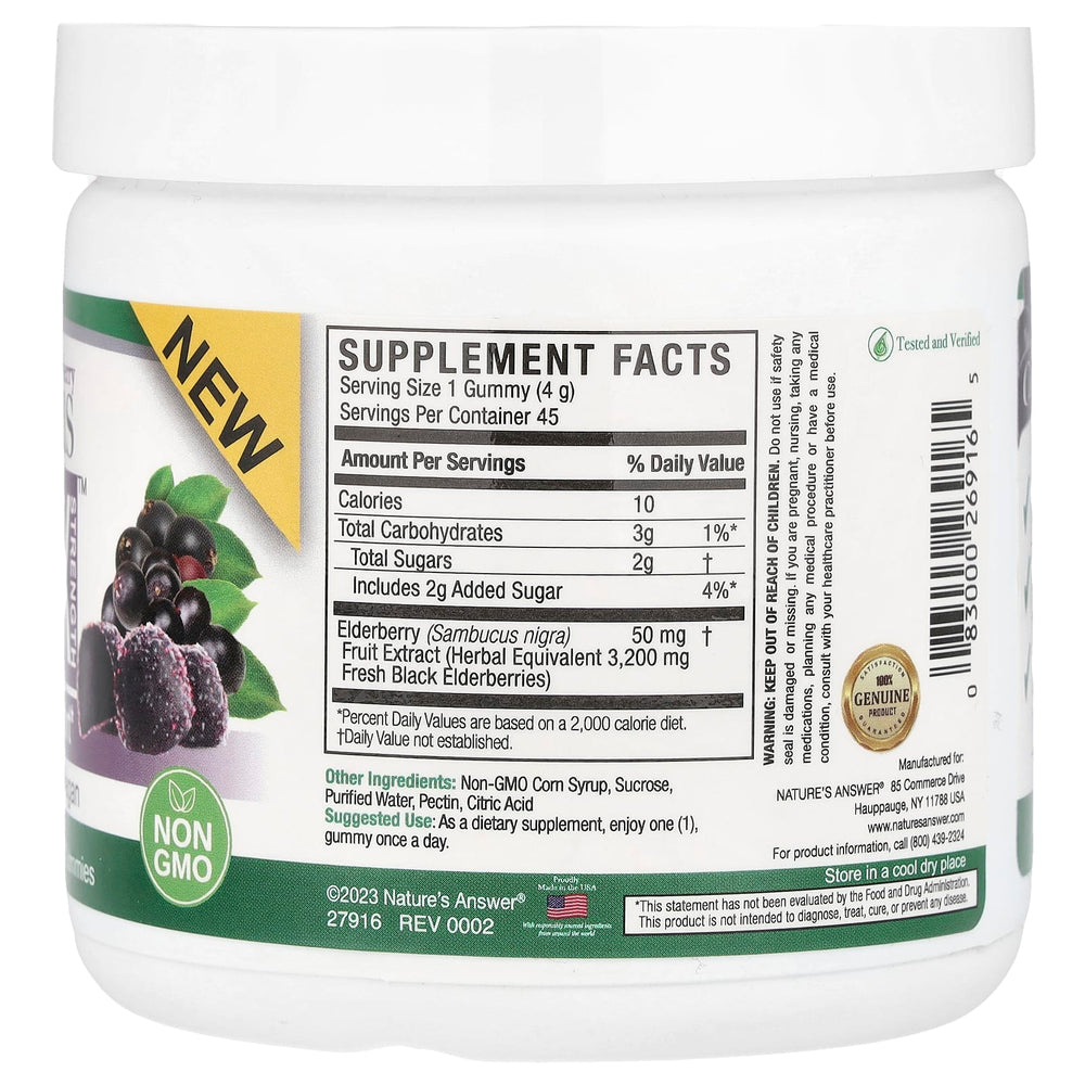 Sambucus Black Elderberry Gummies näringsfakta