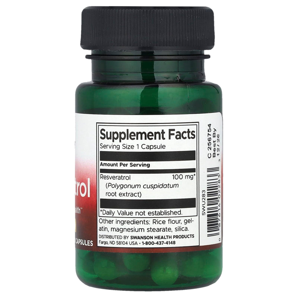 Swanson Resveratrol förpackning sida