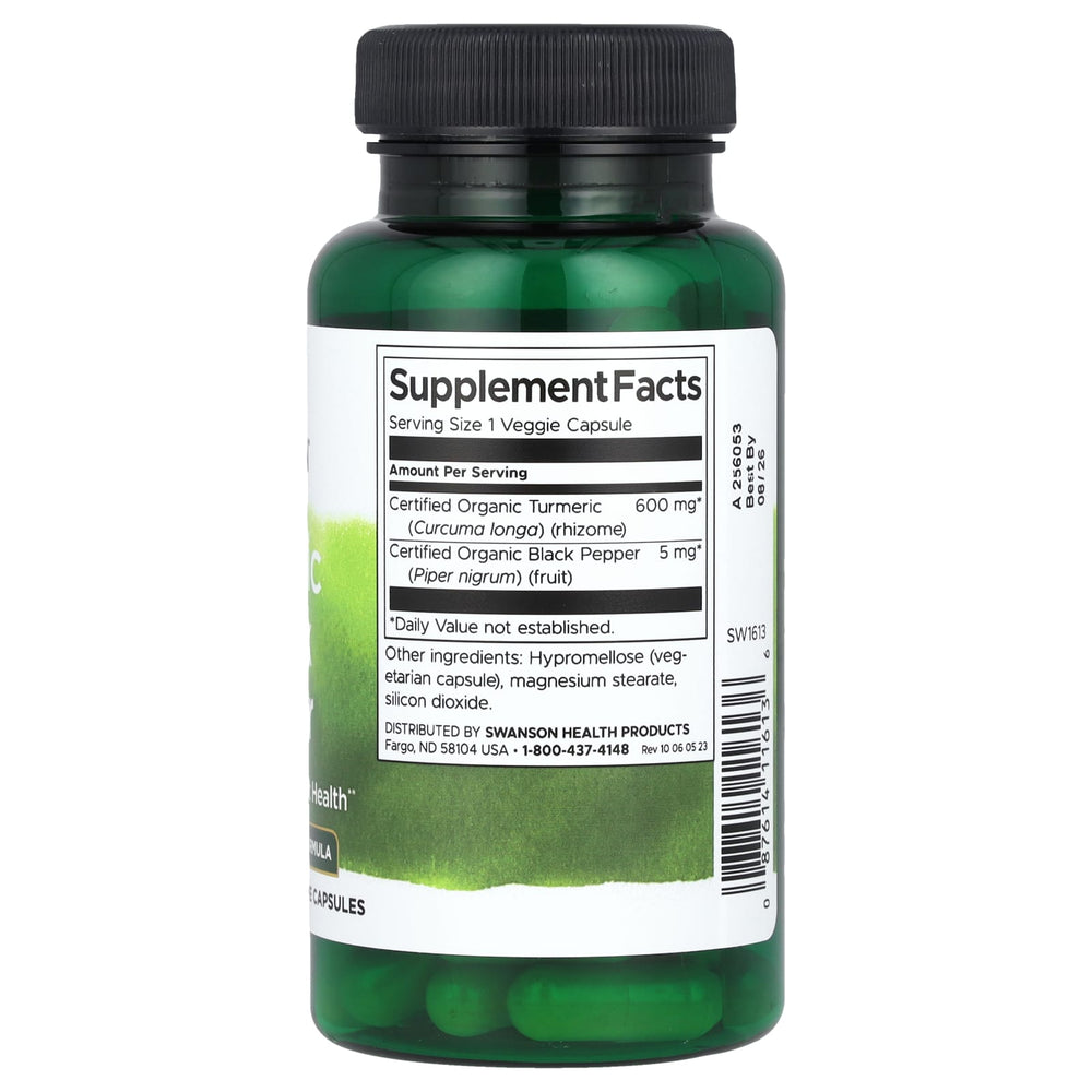 Swanson Turmeric & Black Pepper ingredienser etikett