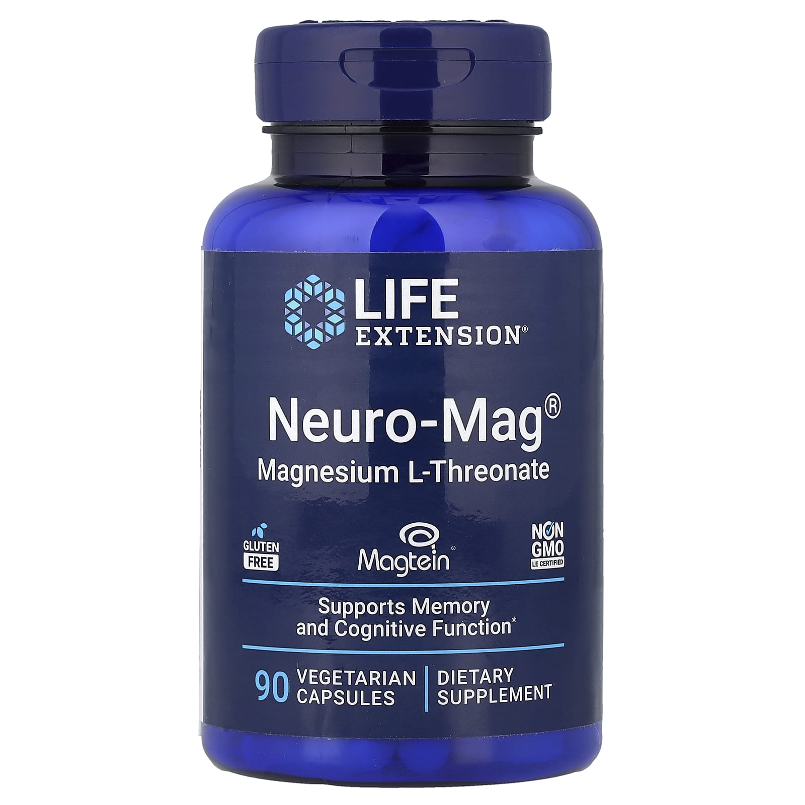 Life Extension Neuro-Mag baksida med näringsfakta