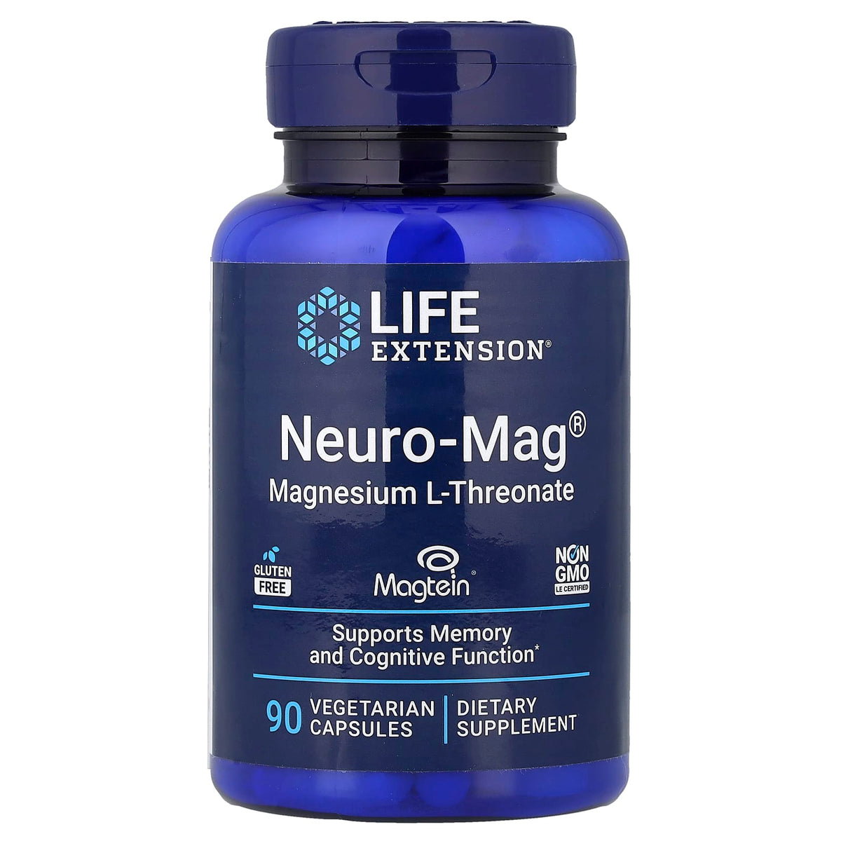 Life Extension Neuro-Mag baksida med näringsfakta