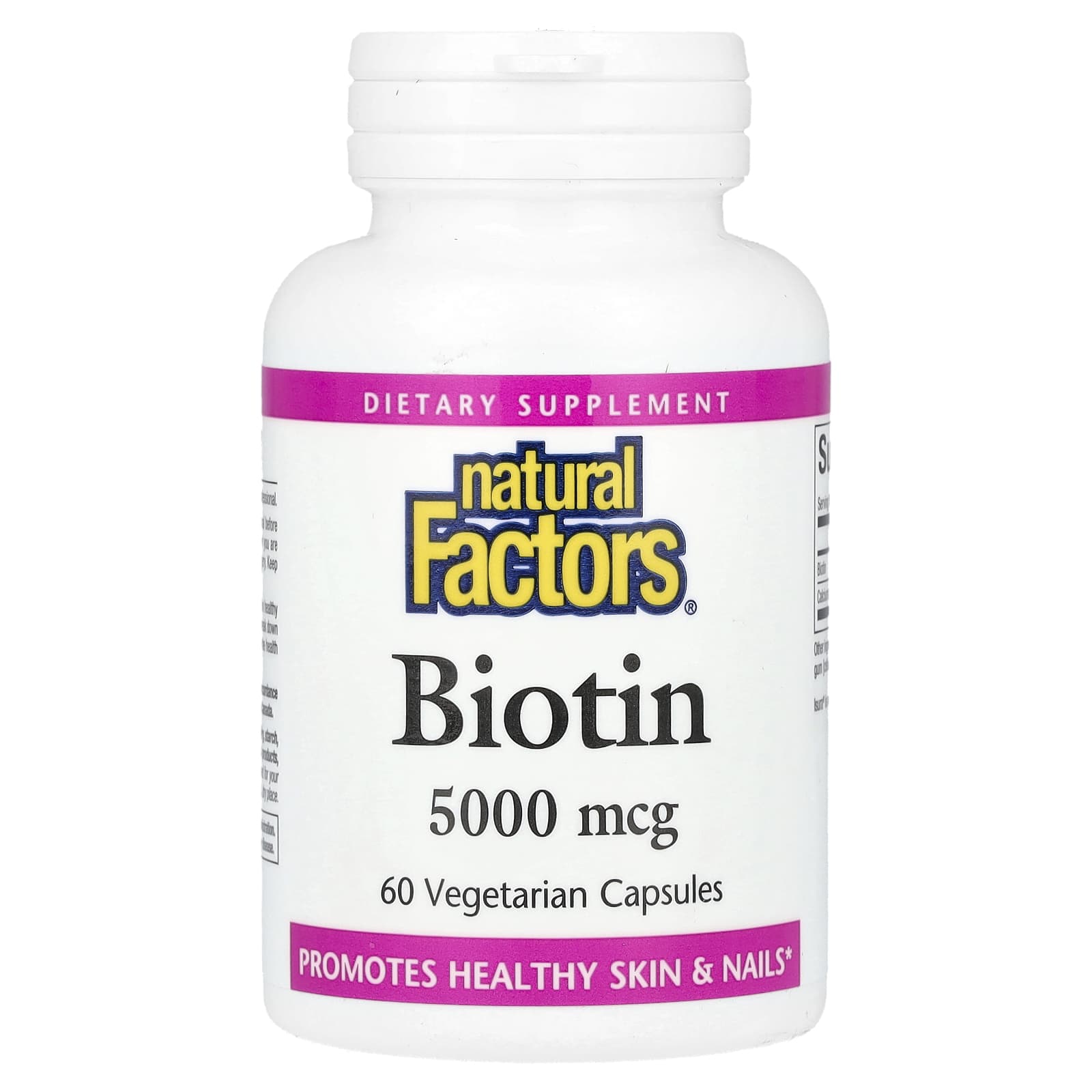 Biotin 5000 mcg – 60 kapslar baksida