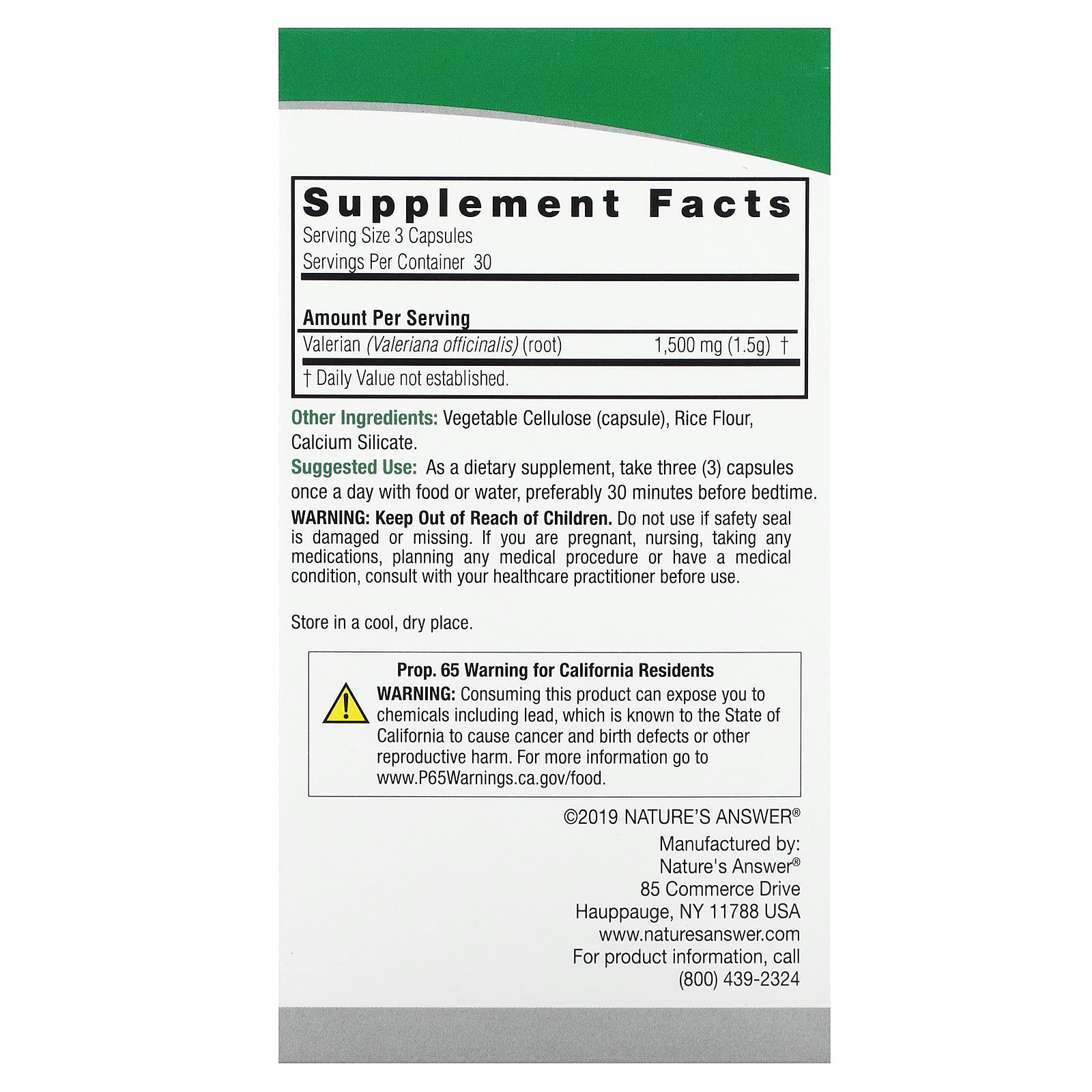 Nature's Answer Valerian Root produktöversikt
