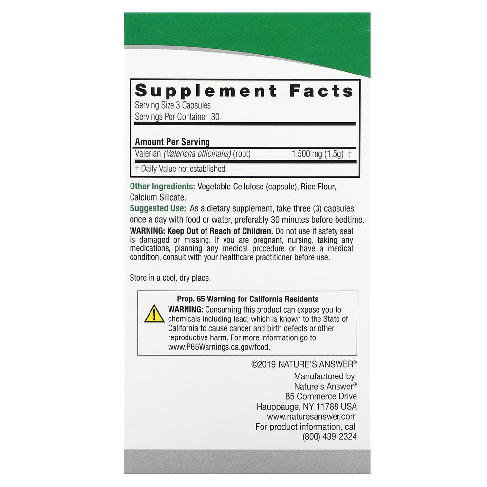 Nature's Answer Valerian Root produktöversikt