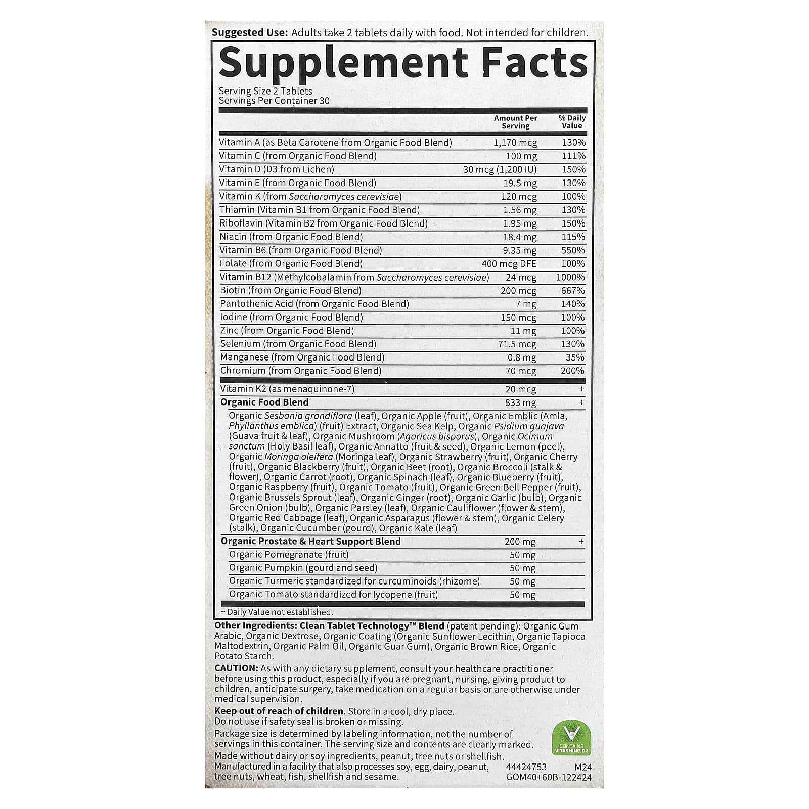 Garden Of Life - Mykind Organics Miesten Monivitamiini 40+ - 120 Tabs