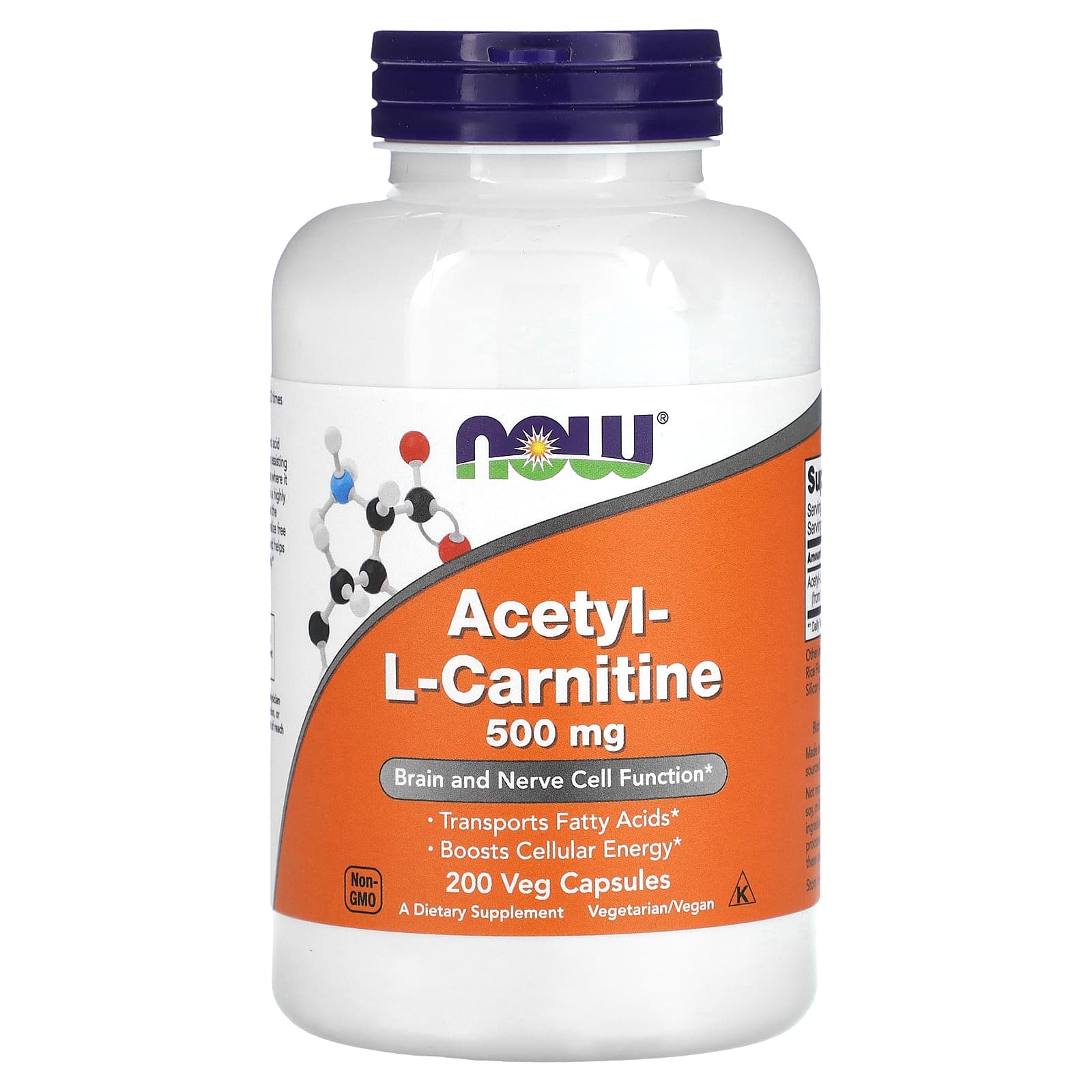Acetyl-L-Karnitin 500 mg baksida näringsfakta