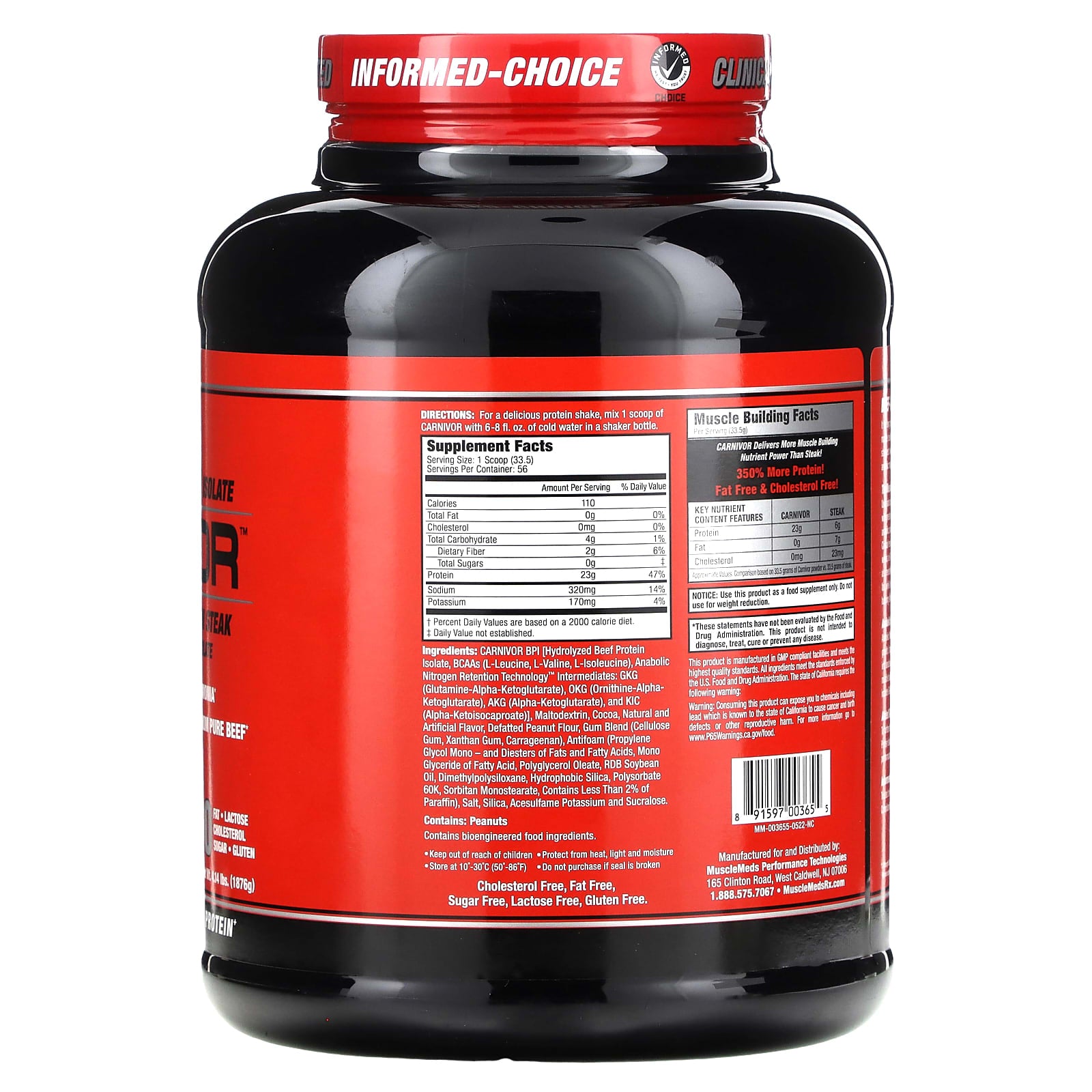 MuscleMeds - Suklaa Maapähkinävoi - 56 Annosta - 3.58 lbs (1642g)