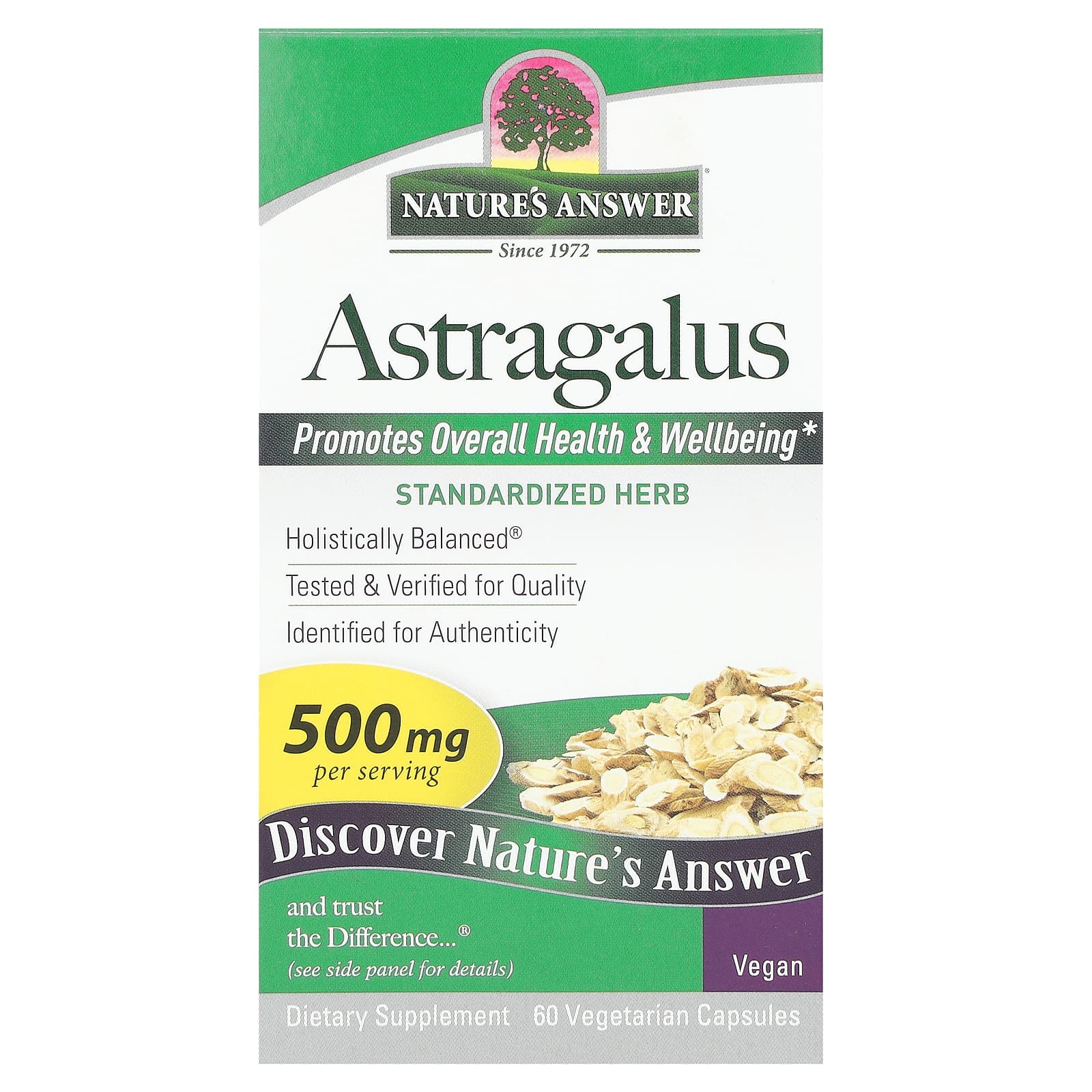 Nature'S Answer - Astragalus Root - 500mg - 60 Vcaps