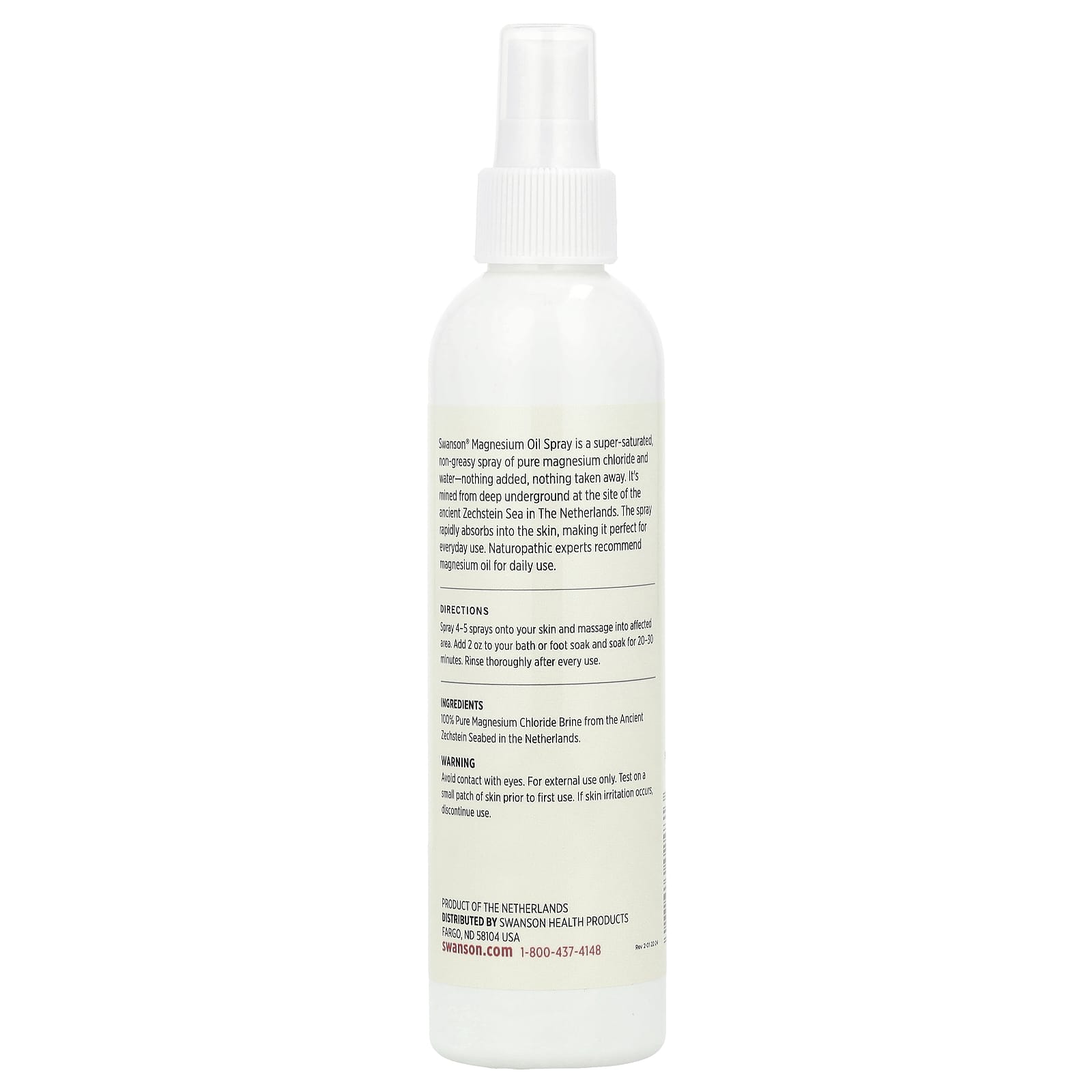 Swanson Magnesium Oil Spray ingredienser & etikett