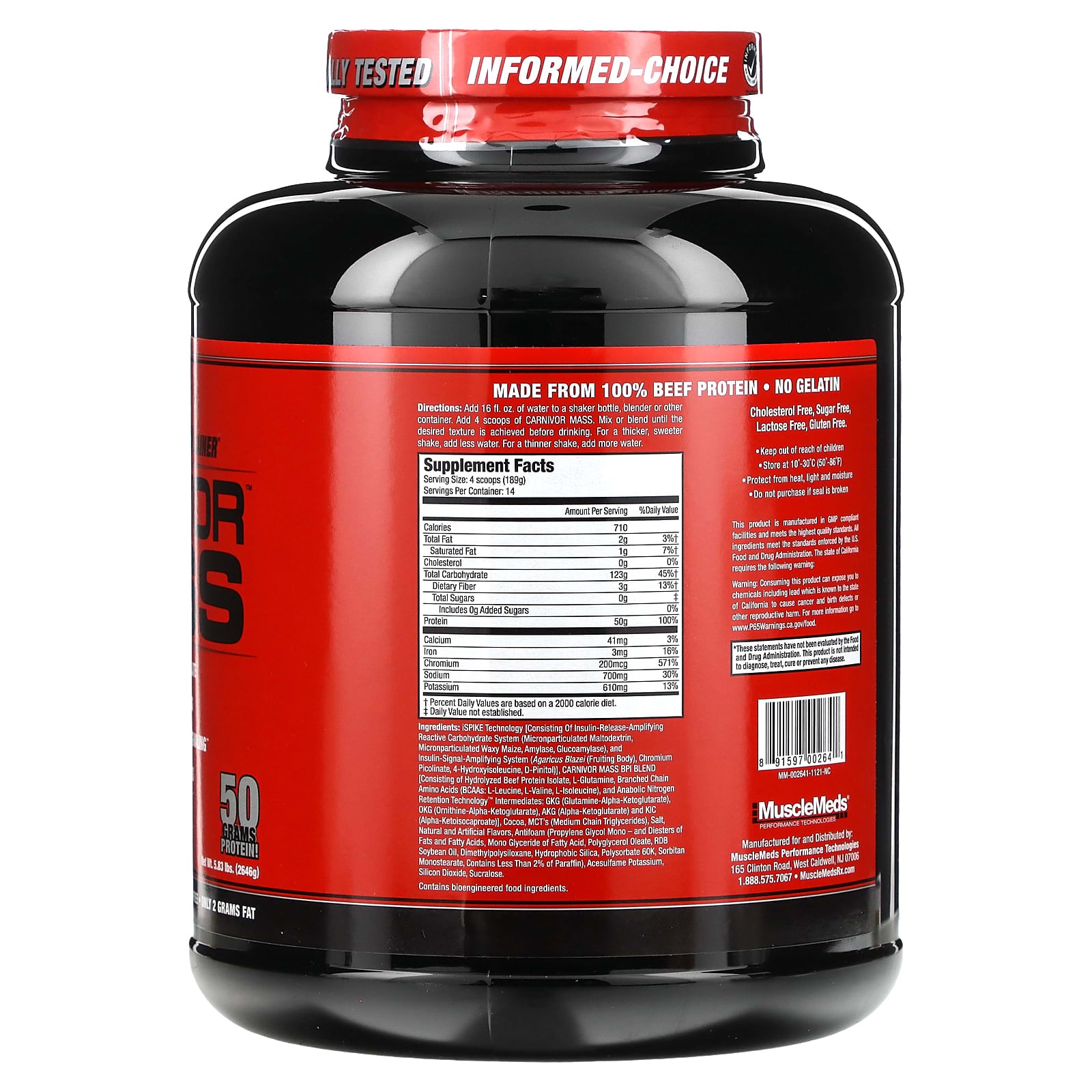 MuscleMeds - Carnivor™ Mass 100% Naudanliha Proteiini Massanlisääjä