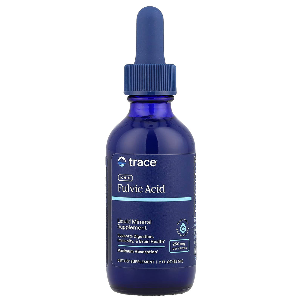 Trace Minerals Ionic Fulvic Acid baksida med näringsfakta