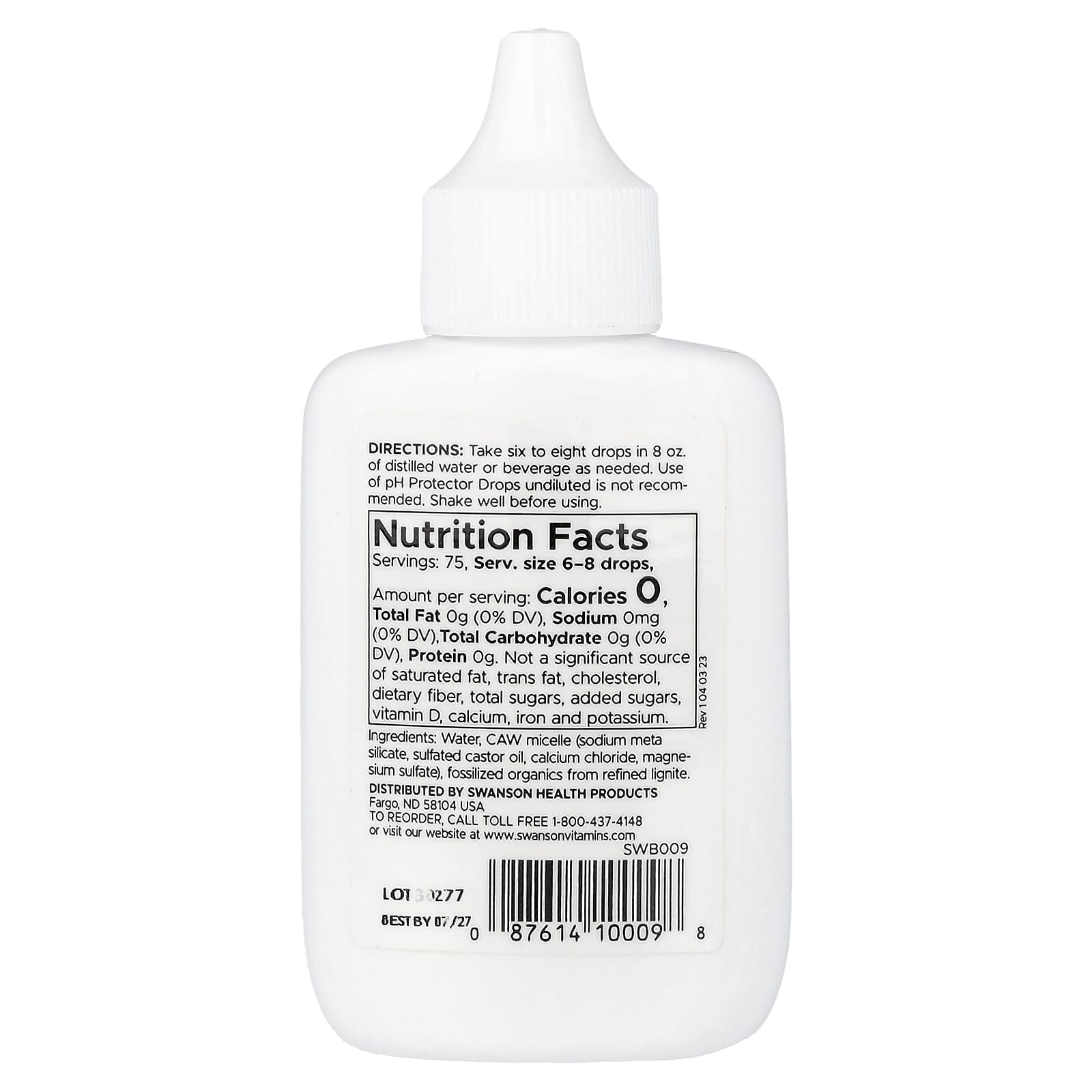 Swanson Alkaline Booster PH Protector Drops baksida