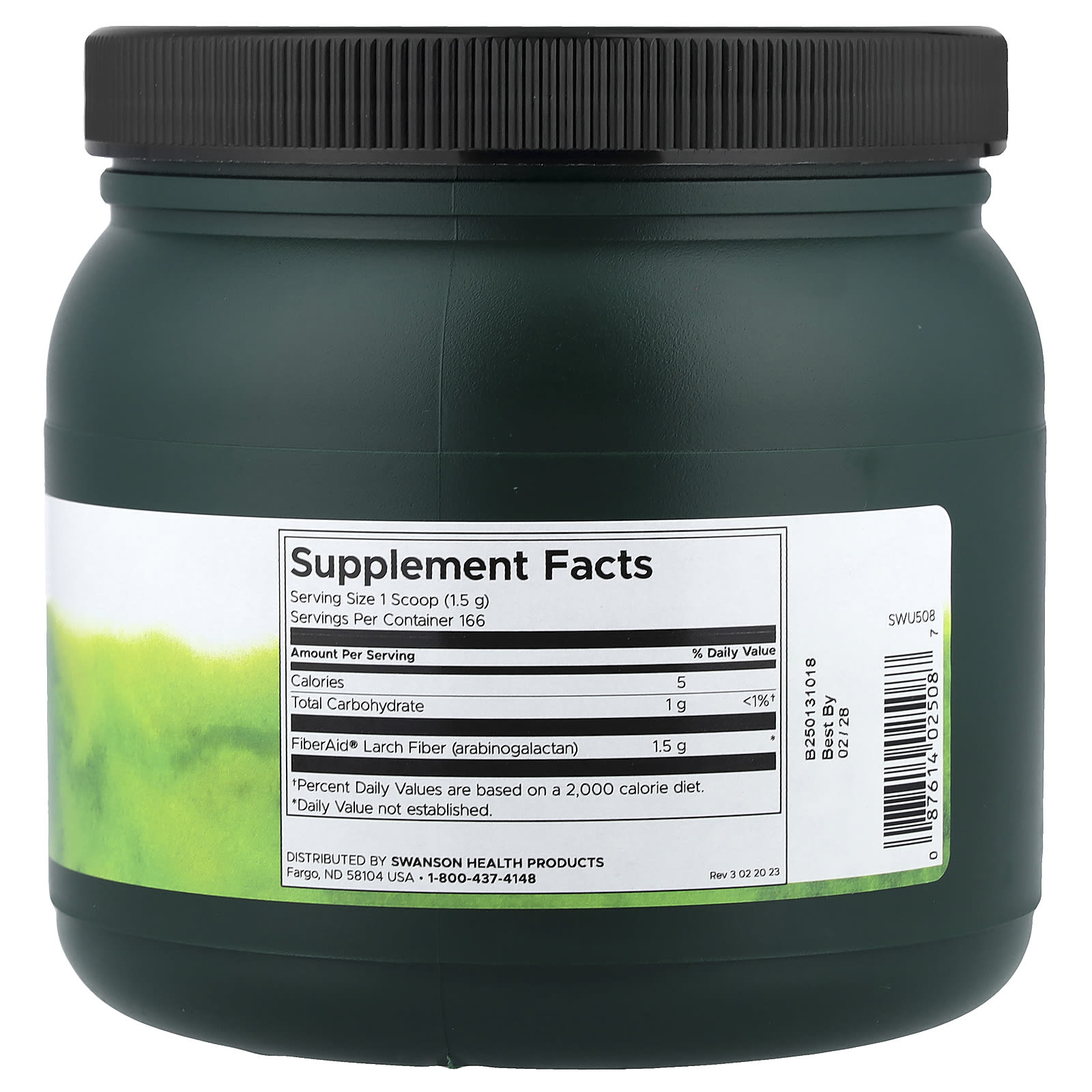 FiberAid ingredienslista och etikett