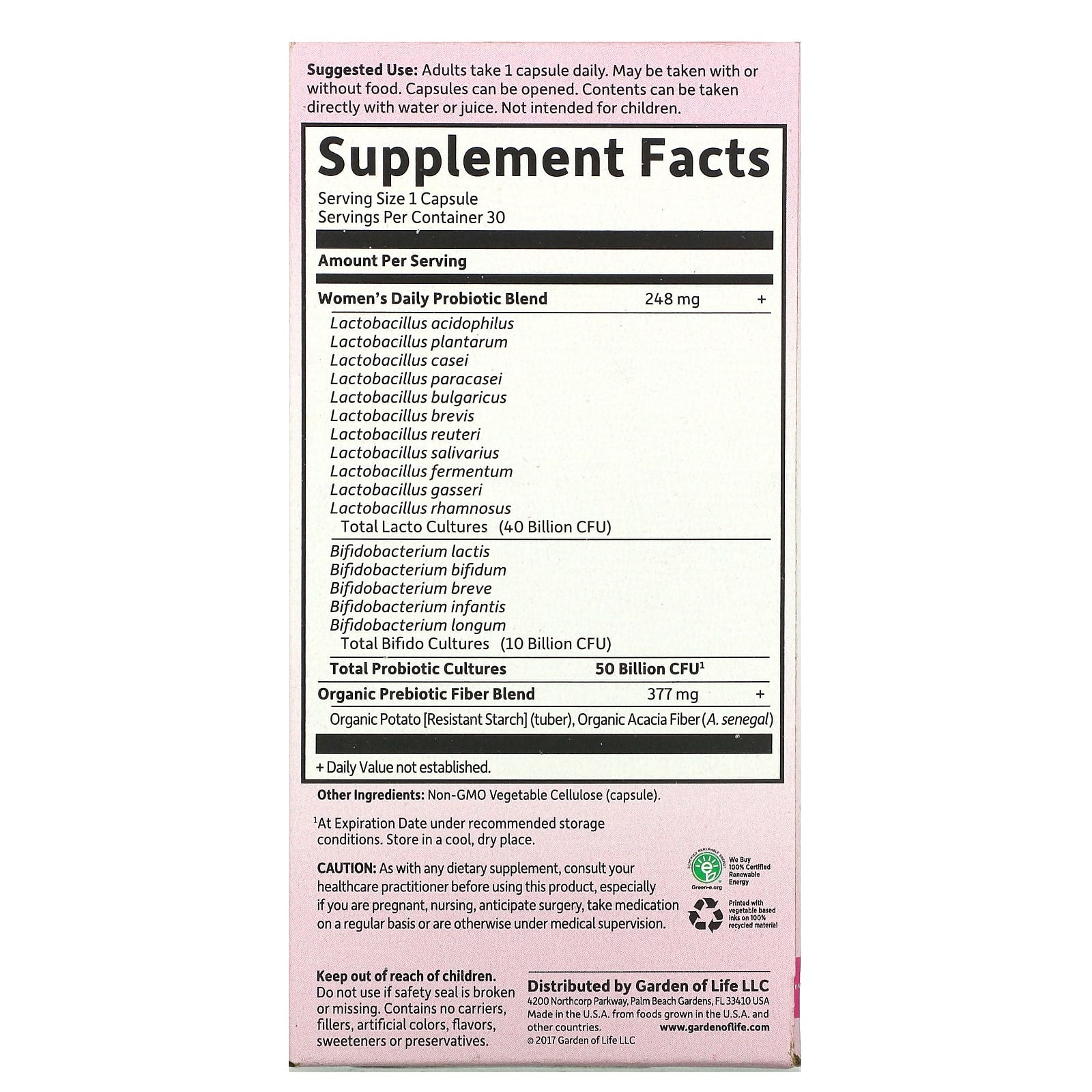 Garden Of Life - Dr. Formulated Probiotics Naisille PH - 30 Kapselia