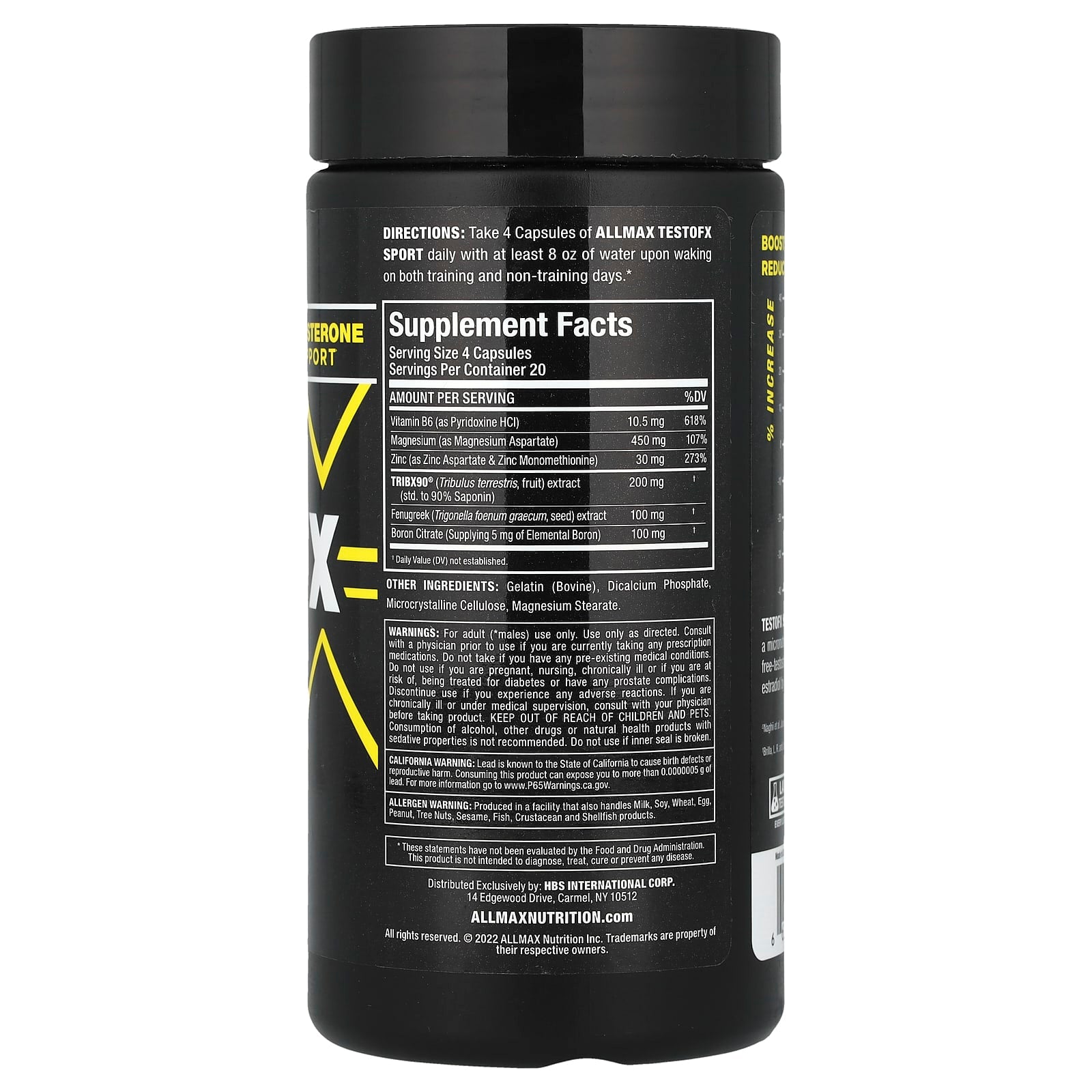 Allmax Testofx Sport ingredienser etikett