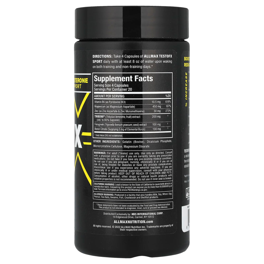 Allmax Testofx Sport ingredienser etikett