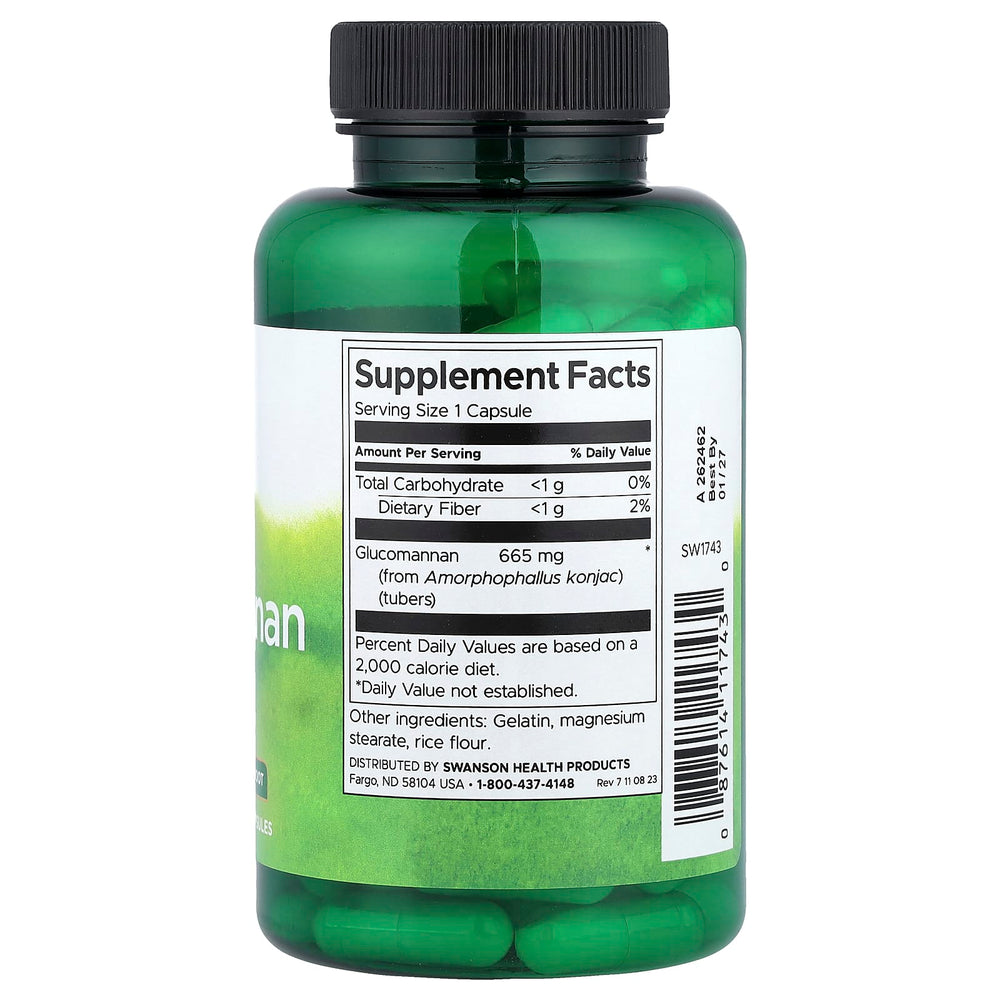 Swanson Glucomannan baksida näringsfakta