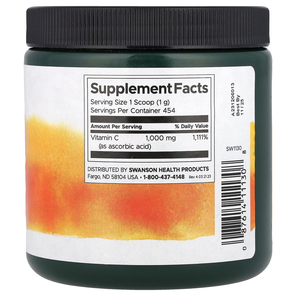 Swanson Buffered Sodium Ascorbate Vitamin C Powder baksida
