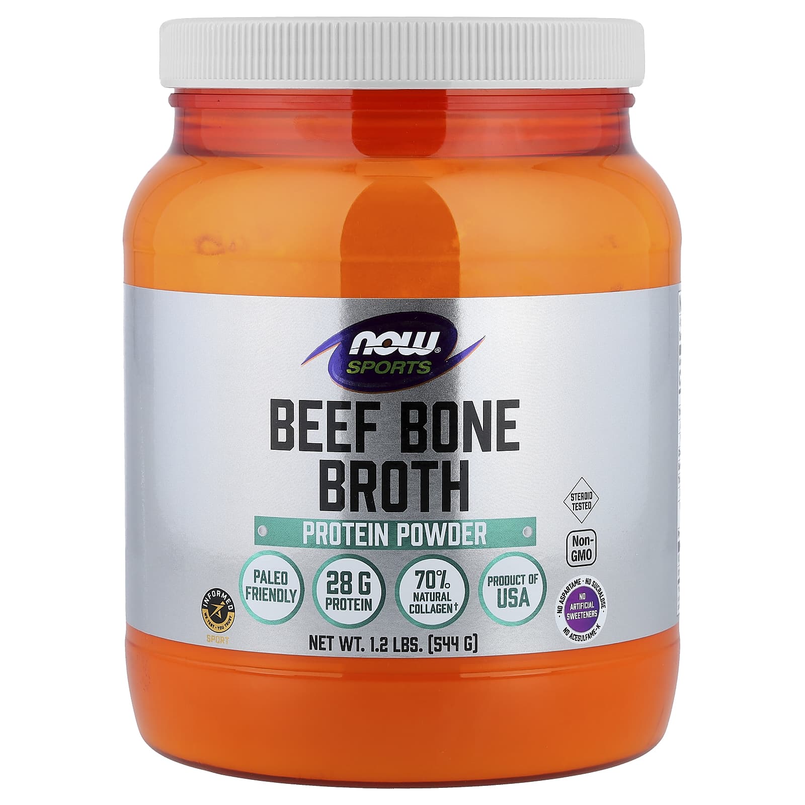 NOW Foods Beef Bone Broth Powder baksida