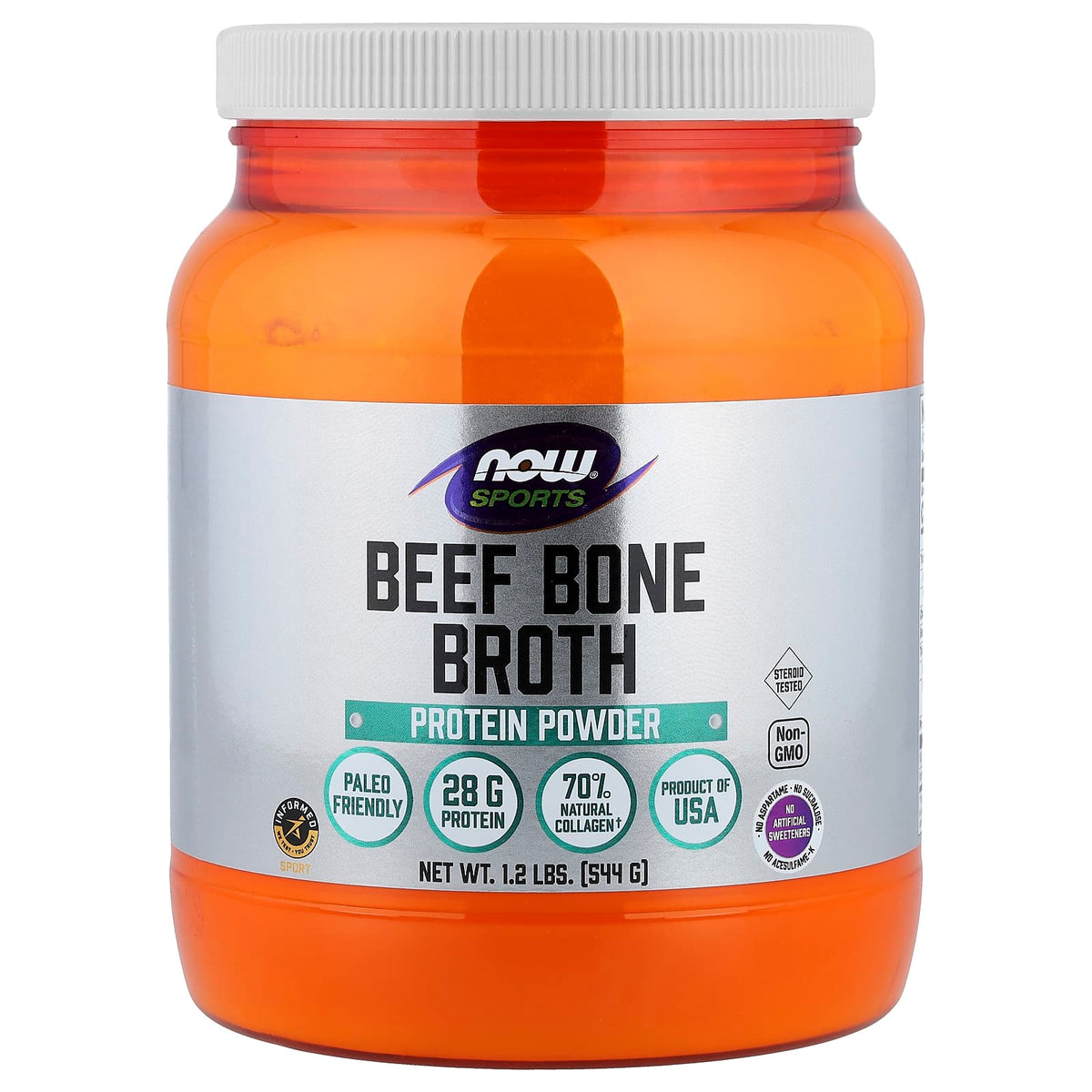NOW Foods Beef Bone Broth Powder baksida