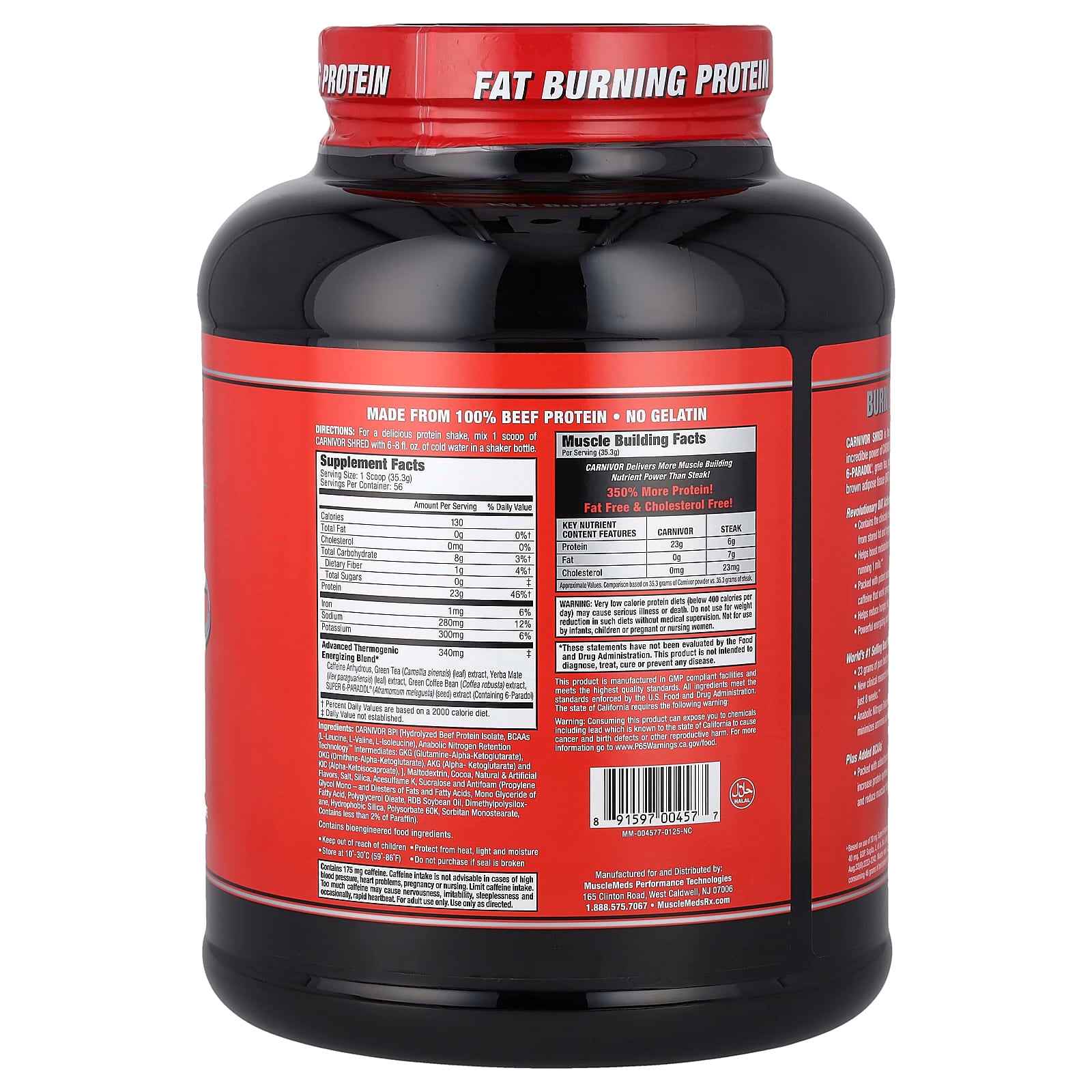 MuscleMeds - Carnivor™ Shred 100% Naudan Proteiini Isolaatti + Rasvanpoltto
