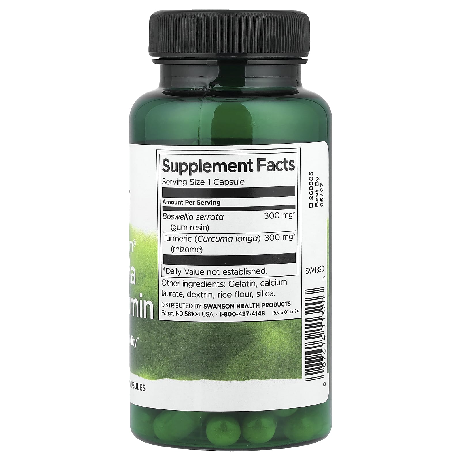 Swanson - Fuldspektret Boswellia og Curcumin - 60 kapsler