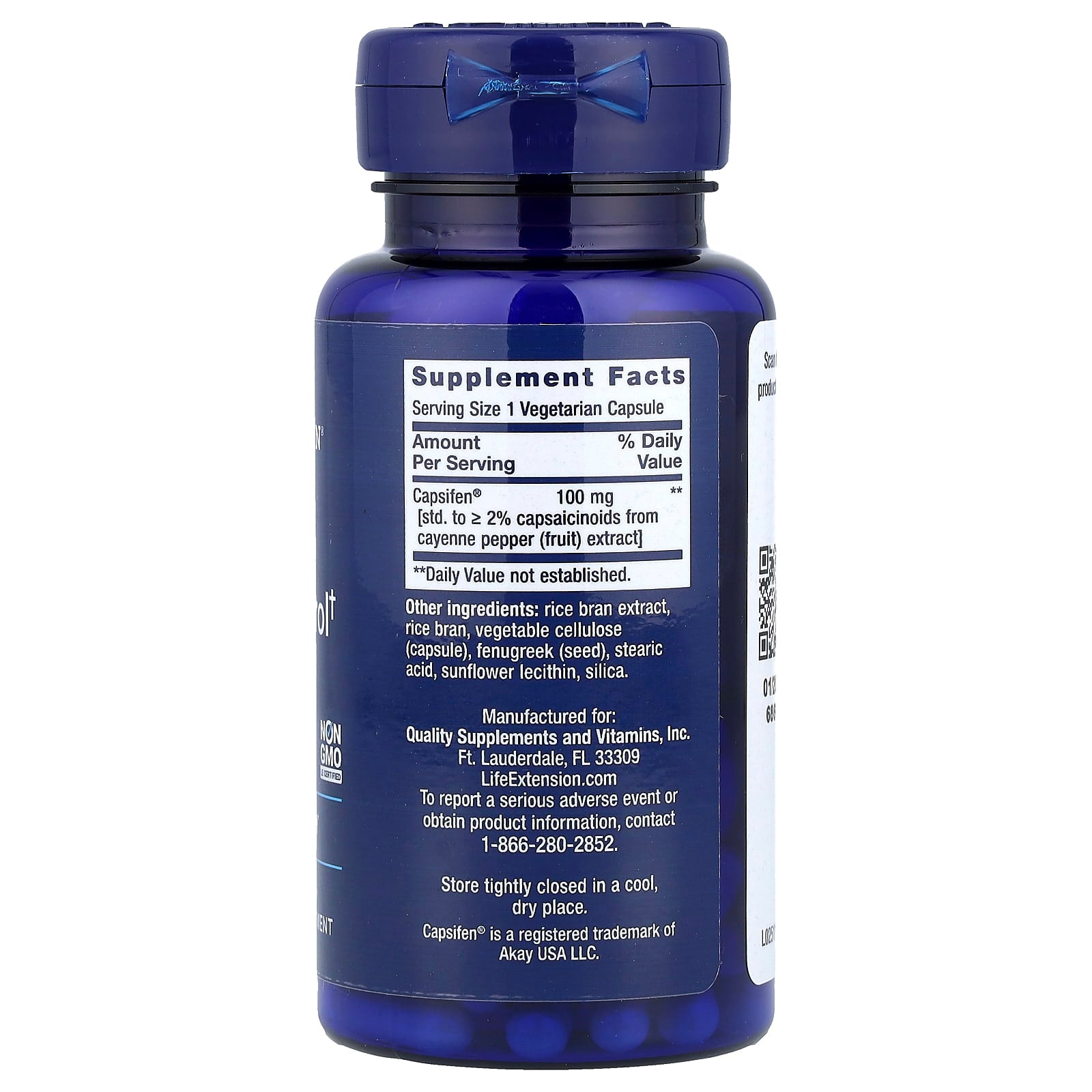 Life Extension Thermo Weight Control baksida näringsinformation