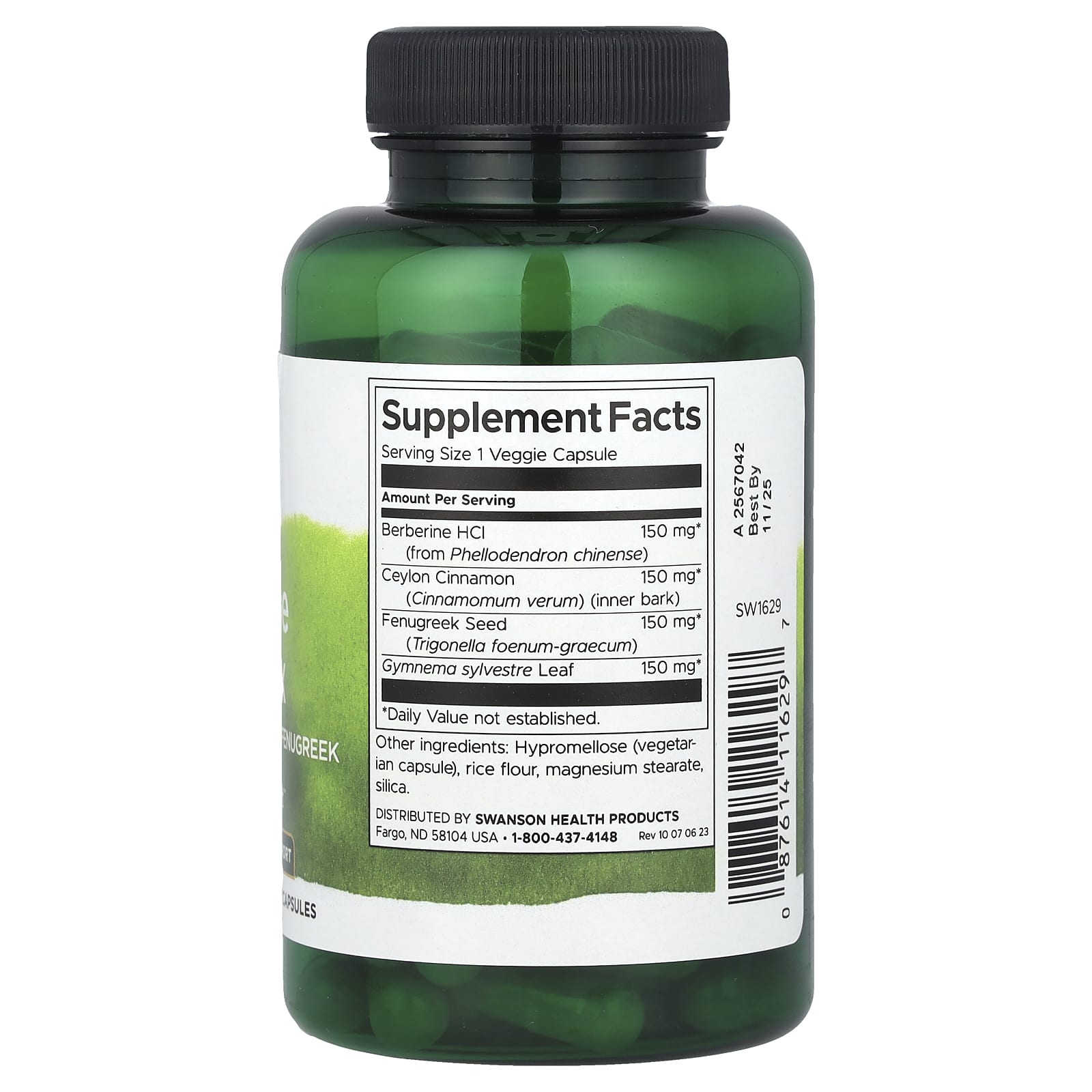 Swanson Berberine Complex baksida näringsfakta