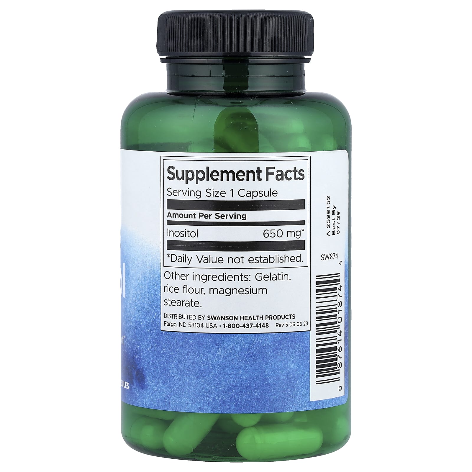 Swanson Inositol ingredienser & etikett