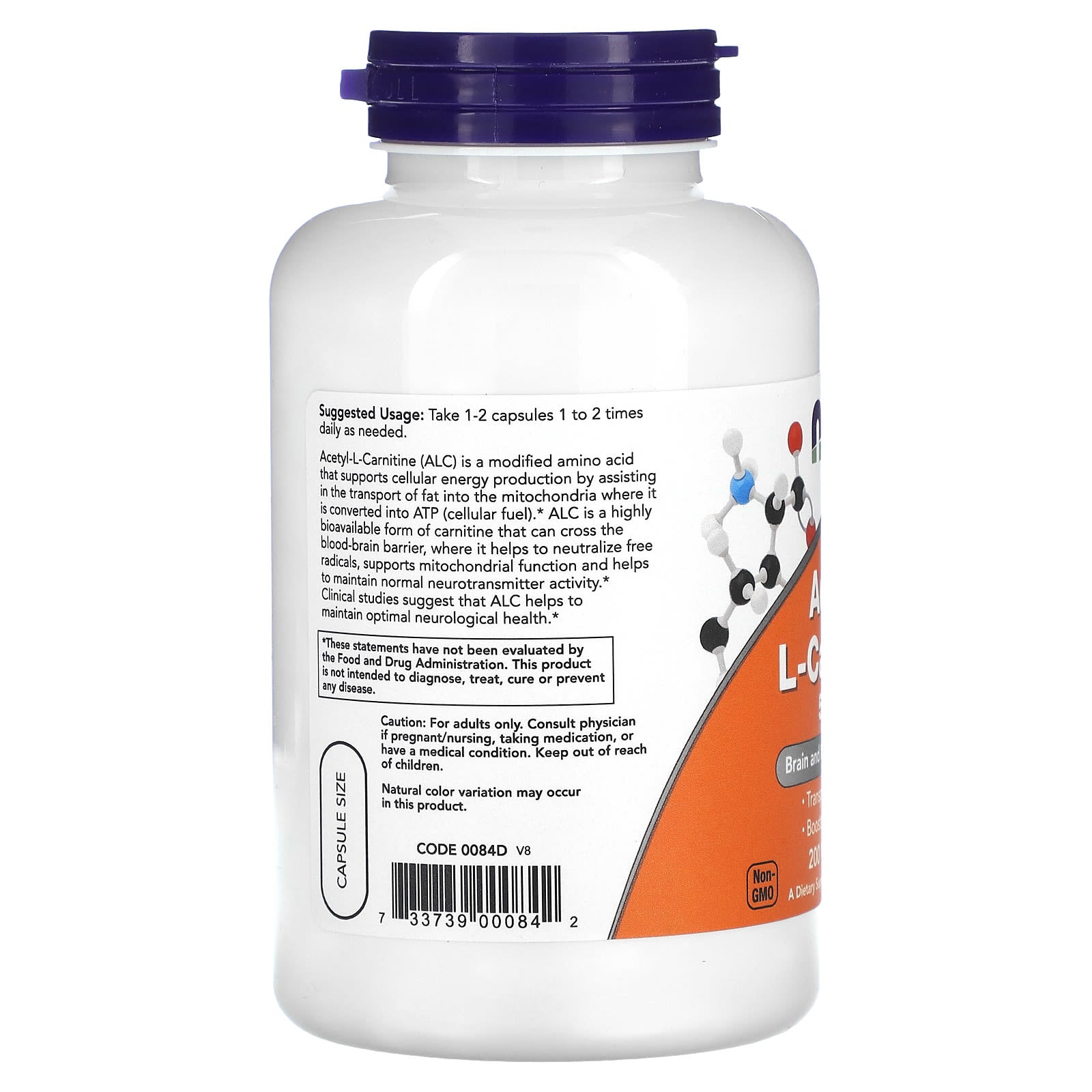 Acetyl-L-Karnitin 200 kapslar flaska