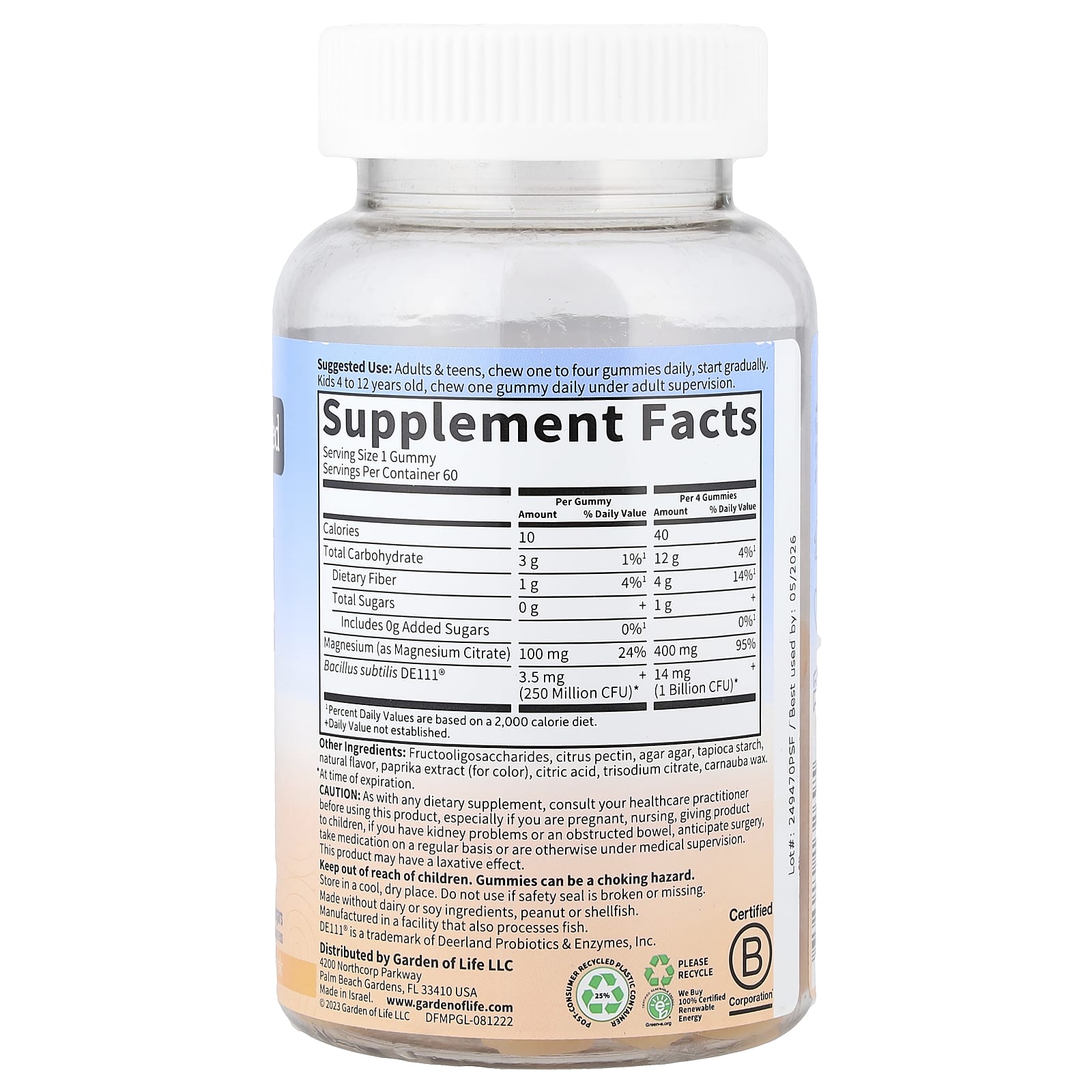 Garden Of Life Magnesium Gummies öppen förpackning