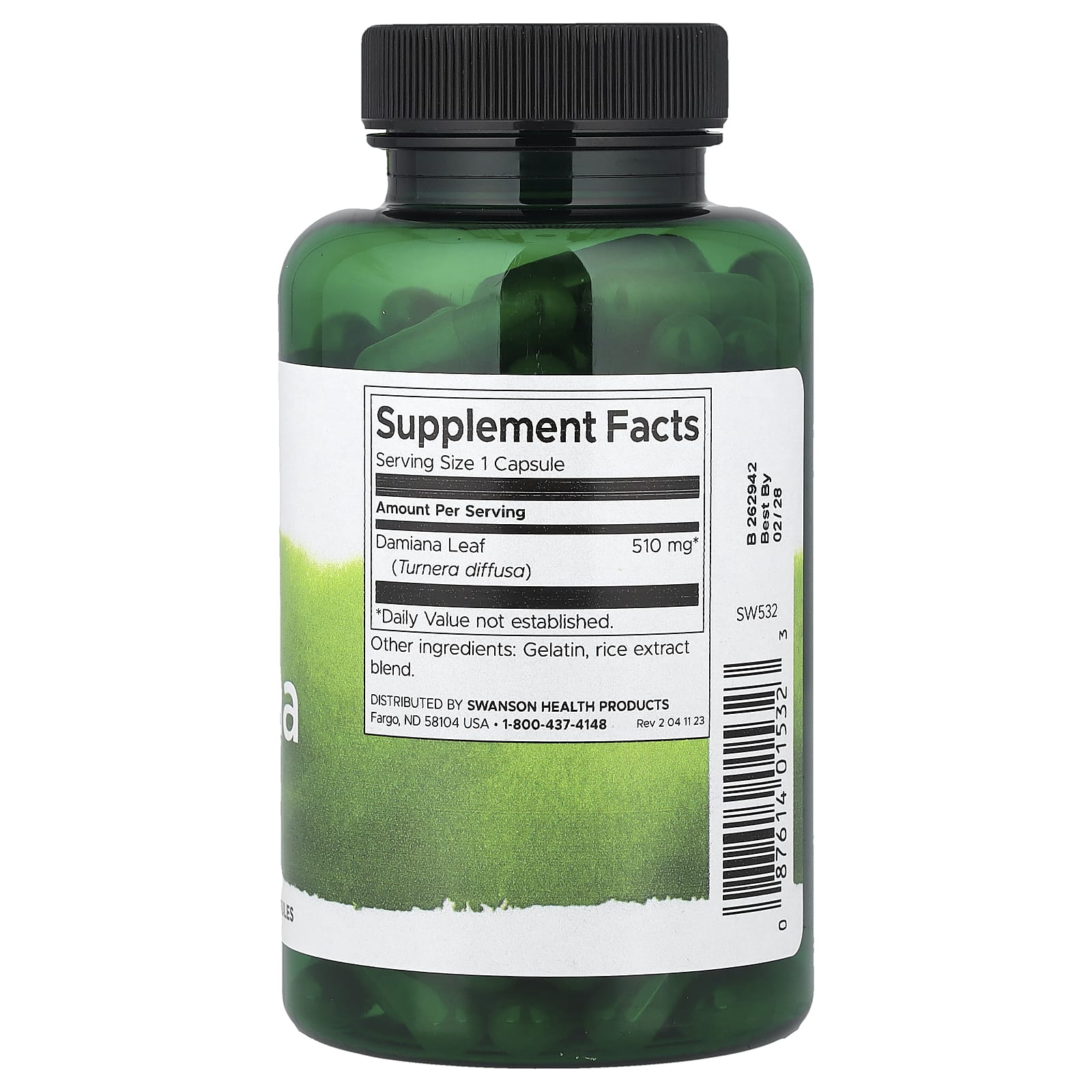 Swanson Full Spectrum Damiana näringsfakta och ingredienser