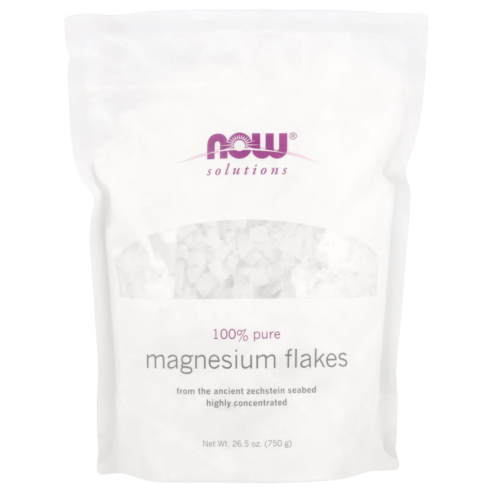 NOW Foods Magnesium Flakes baksida näringsfakta