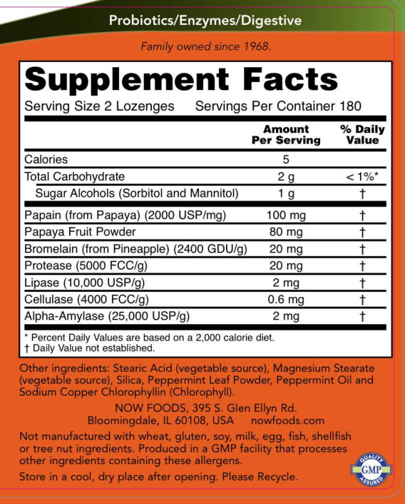 NOW Foods - Papaya Enzyme - Digestive Support