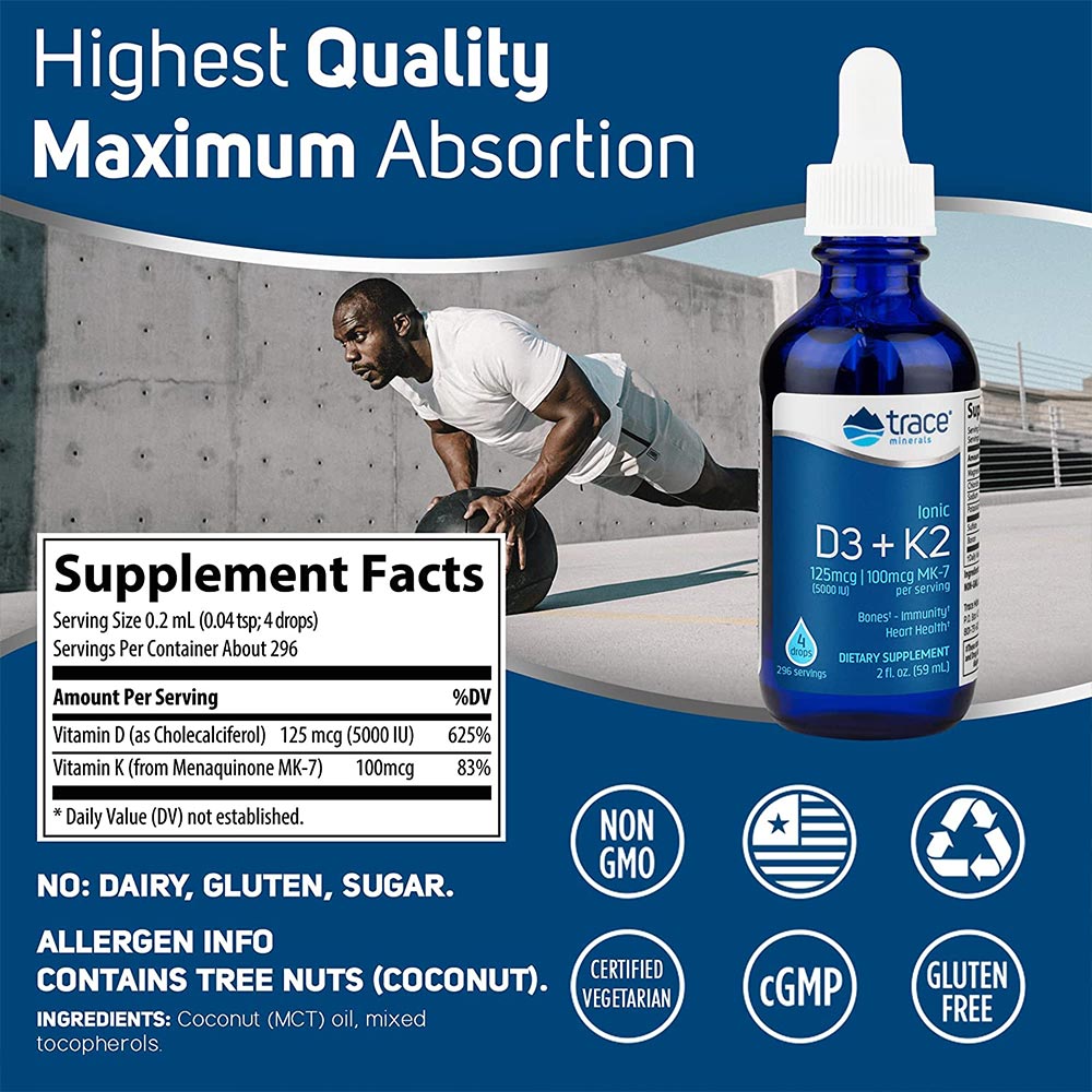Trace Minerals - Ionic D3 + K2