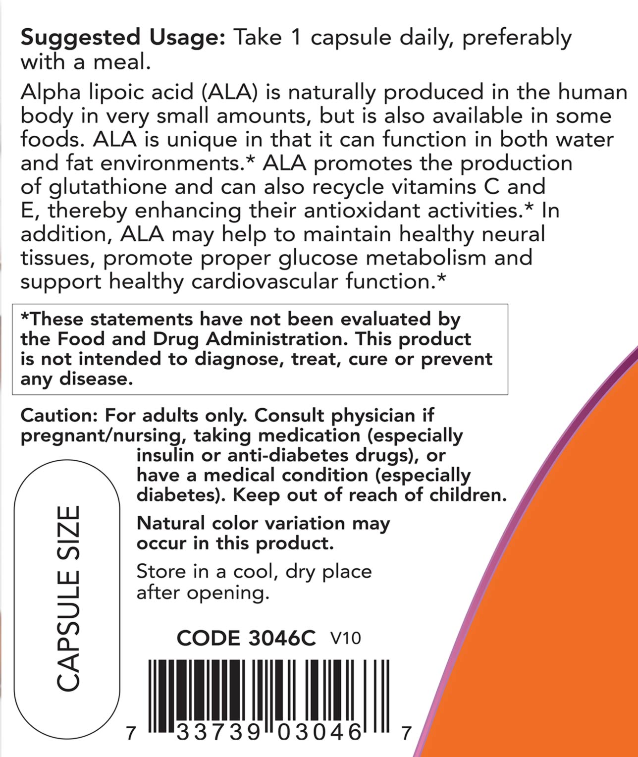Alfa-liponsyra 600 mg ingredienser
